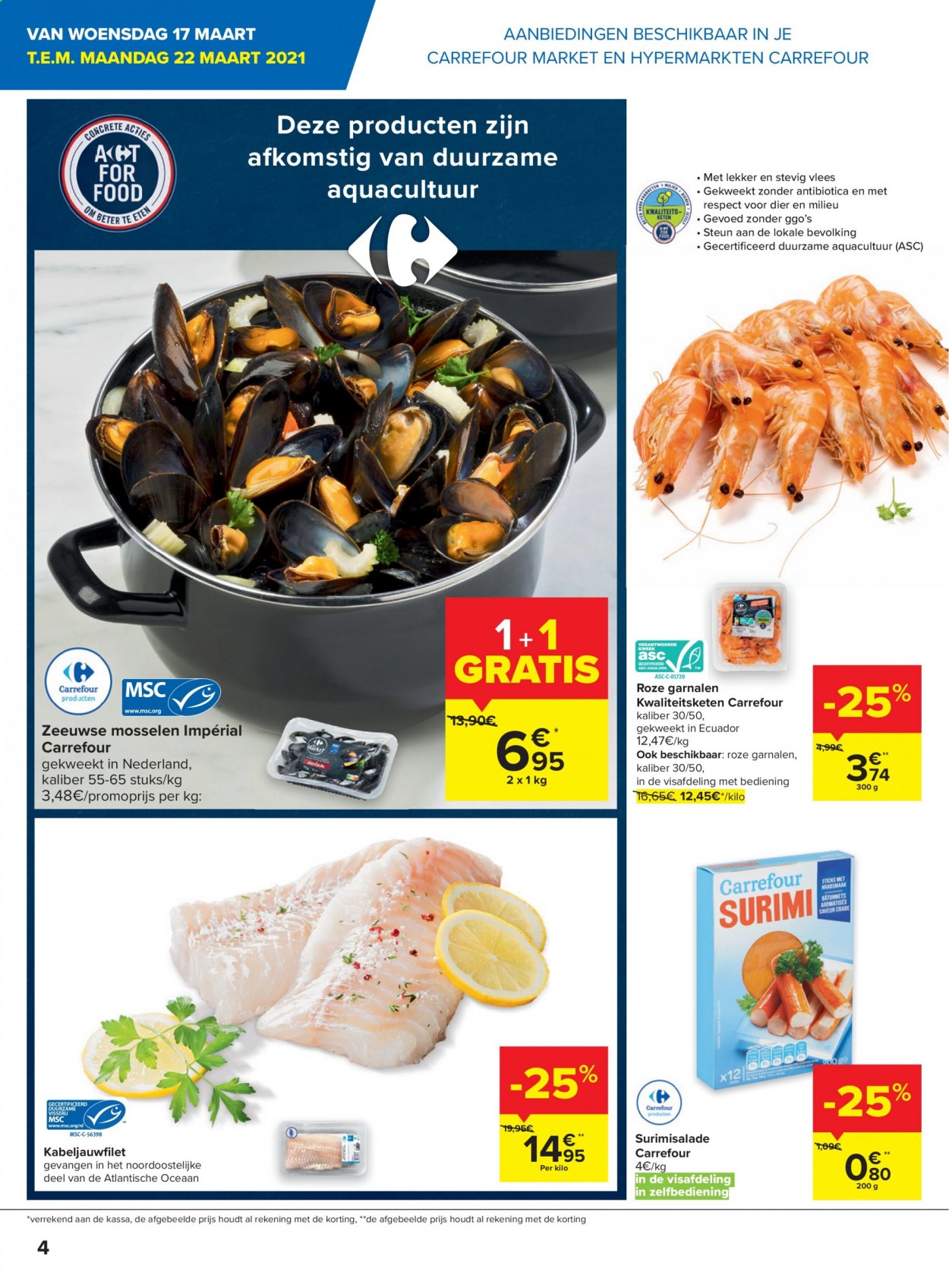 thumbnail - Carrefour-aanbieding - 17/03/2021 - 22/03/2021 -  producten in de aanbieding - kabeljauwfilet, garnalen. Pagina 4.