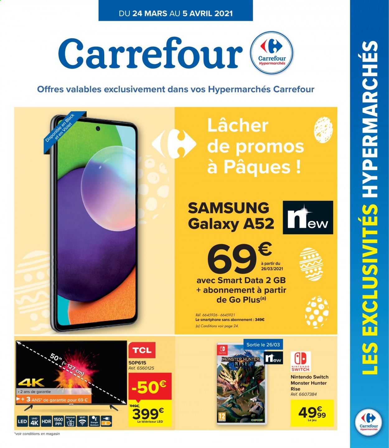 thumbnail - Carrefour hypermarkt-aanbieding - 24/03/2021 - 05/04/2021 -  producten in de aanbieding - Samsung, smartphone, switch, Nintendo Switch. Pagina 1.