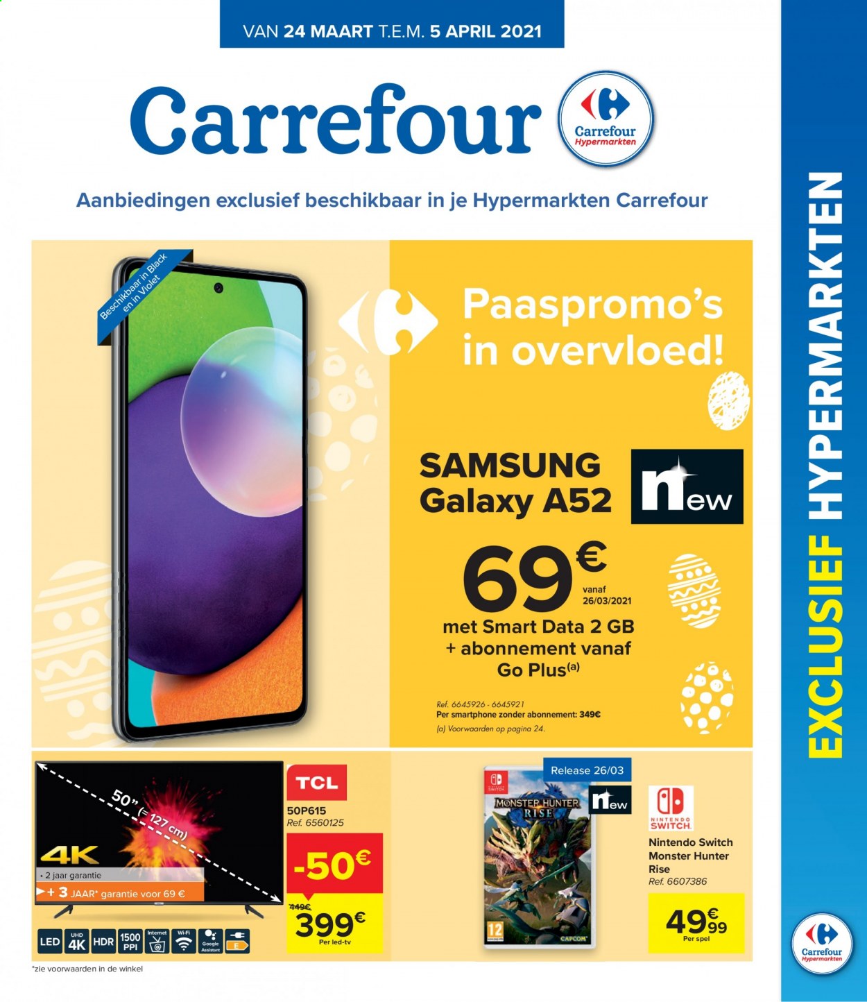 thumbnail - Carrefour hypermarkt-aanbieding - 24/03/2021 - 05/04/2021 -  producten in de aanbieding - TV, Calvin Klein, Samsung, smartphone, switch, Nintendo Switch. Pagina 1.