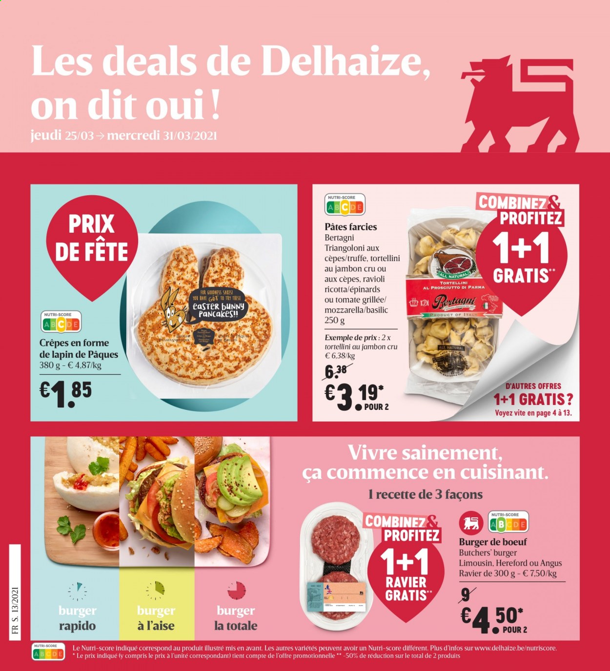 thumbnail - Delhaize-aanbieding - 25/03/2021 - 31/03/2021 -  producten in de aanbieding - ravioli, mozzarella, ricotta, tortellini. Pagina 1.