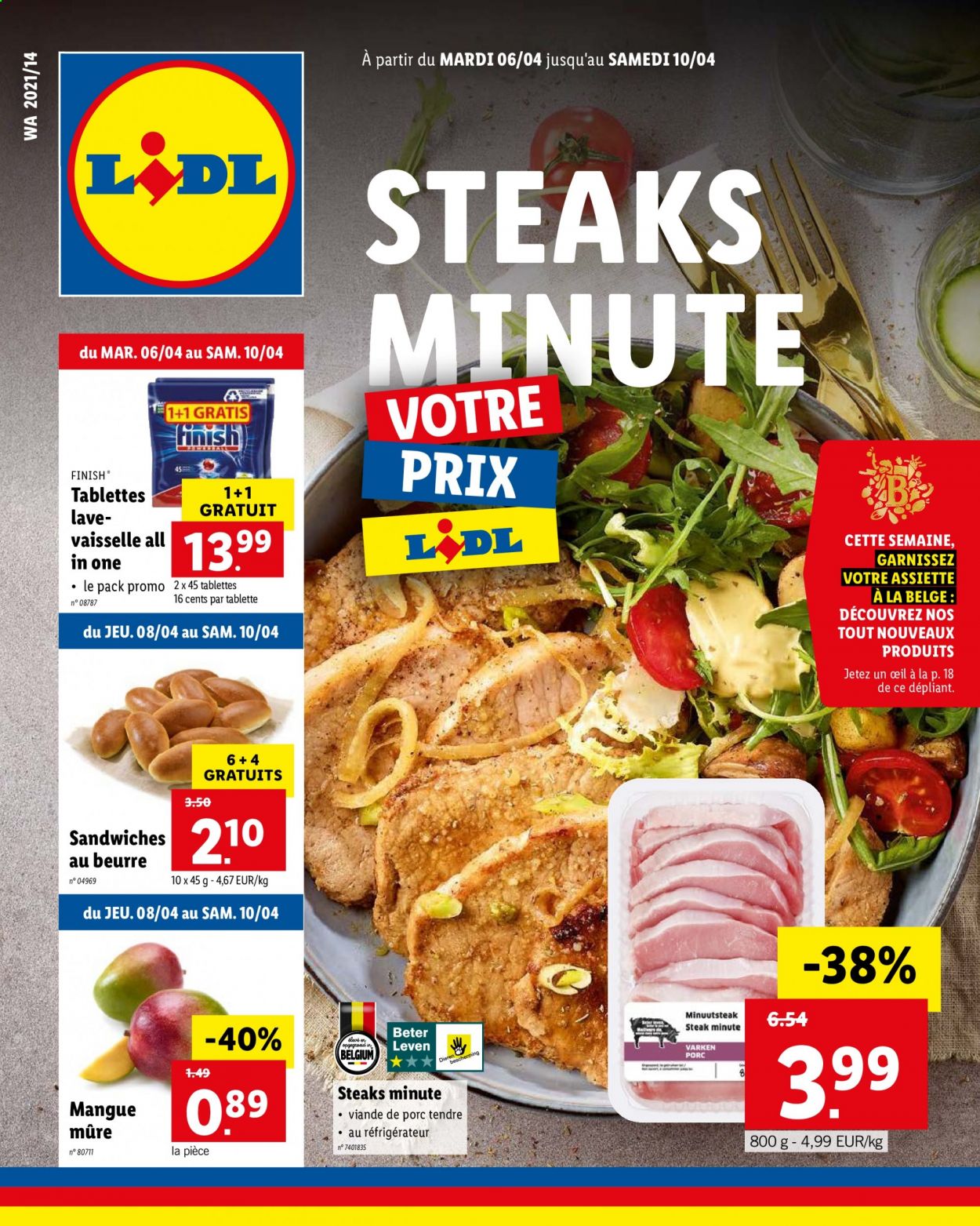 thumbnail - Catalogue Lidl - 06/04/2021 - 10/04/2021 - Produits soldés - viande de porc, mangue, Finish. Page 1.