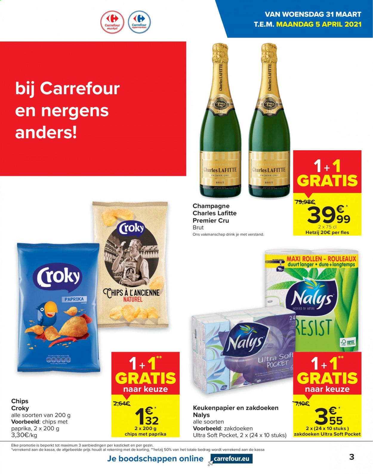 thumbnail - Carrefour-aanbieding - 31/03/2021 - 12/04/2021 -  producten in de aanbieding - keukenpapier, chips. Pagina 3.