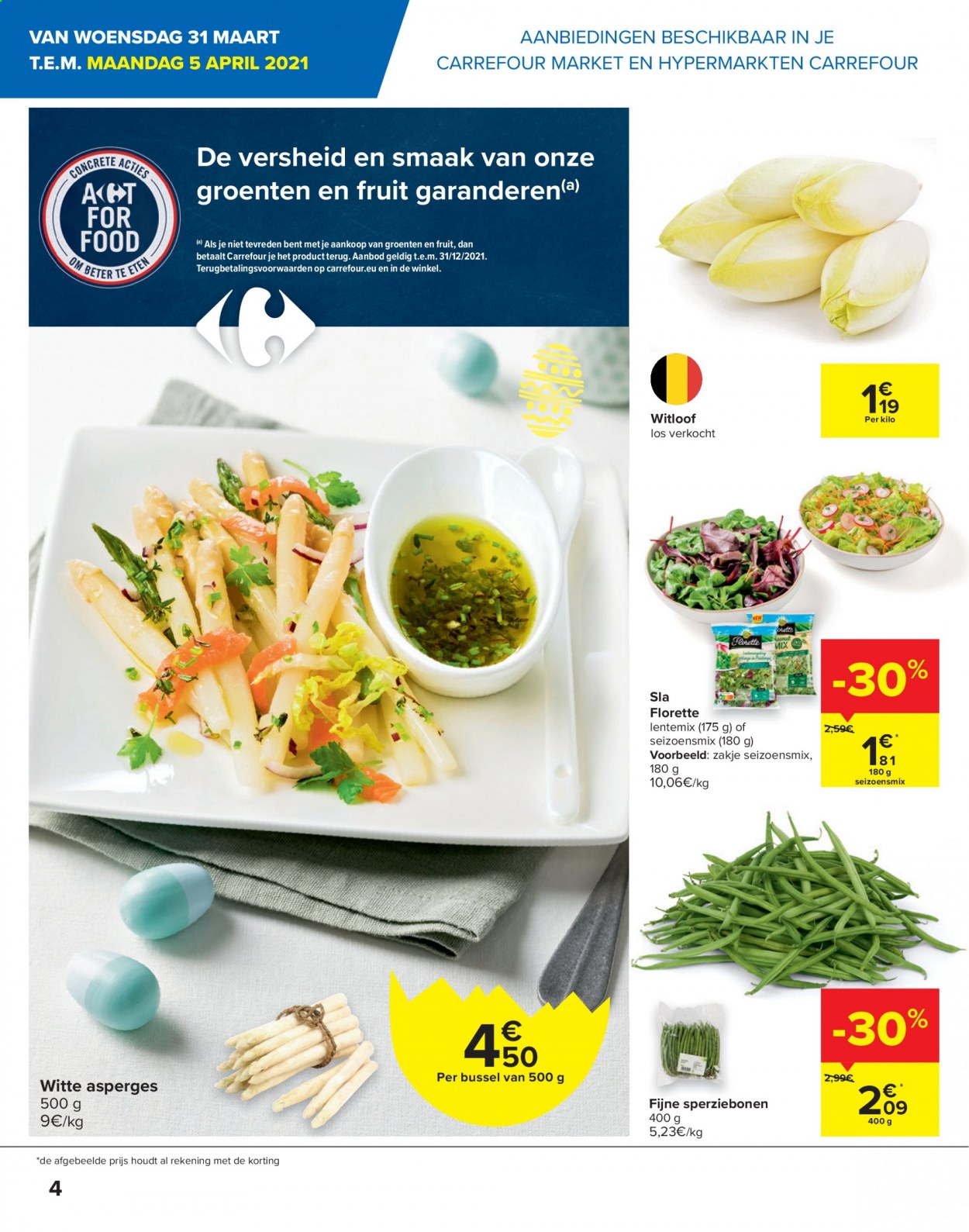 thumbnail - Carrefour-aanbieding - 31/03/2021 - 12/04/2021 -  producten in de aanbieding - asperges, sla, sperziebonen, witte asperges. Pagina 4.