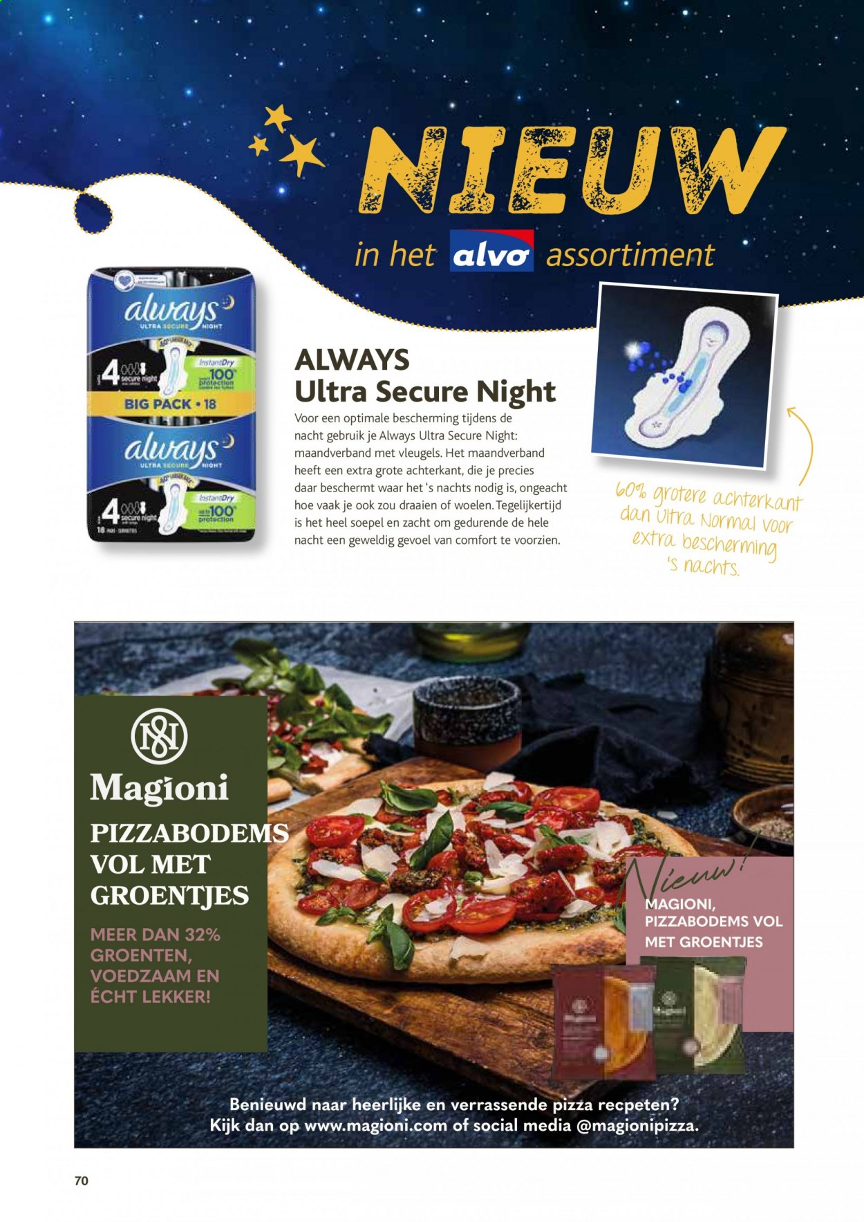 thumbnail - Alvo-aanbieding - 01/04/2021 - 31/05/2021 -  producten in de aanbieding - pizza, Always. Pagina 70.