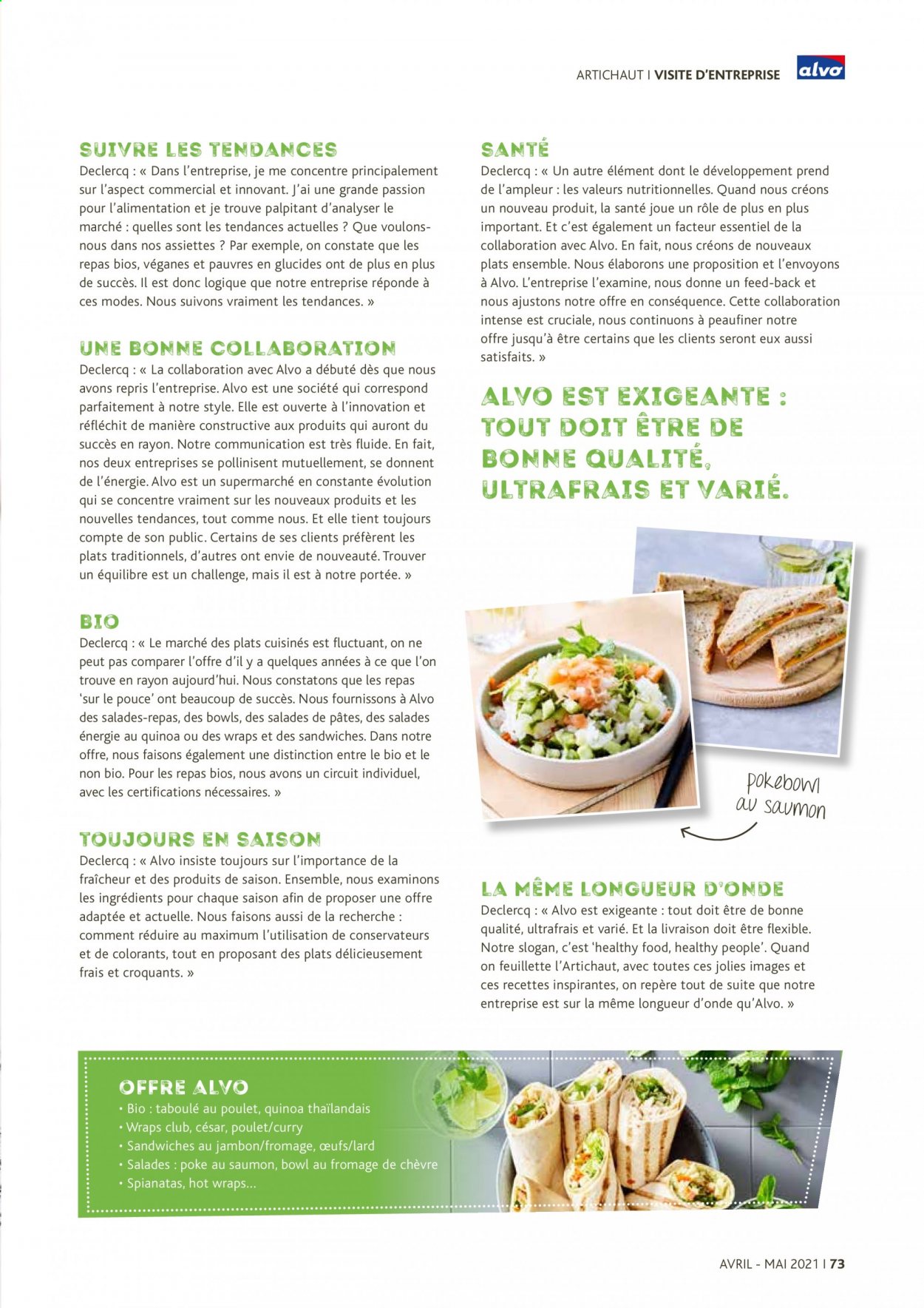 thumbnail - Catalogue Alvo - 01/04/2021 - 31/05/2021 - Produits soldés - artichaut, tortilla, plat cuisiné, lard, bacon, fromage de chèvre, œufs, curry. Page 73.
