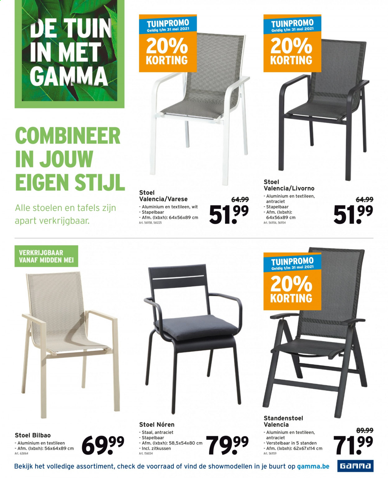 thumbnail - Gamma-aanbieding - 07/04/2021 - 30/06/2021 -  producten in de aanbieding - stoel. Pagina 19.