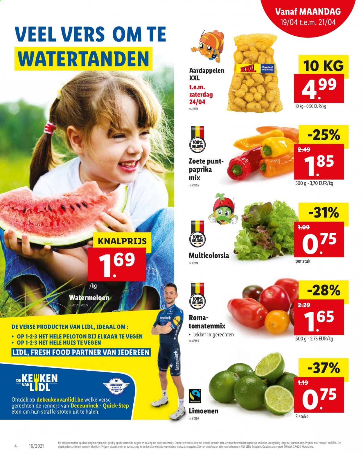 thumbnail - Lidl-aanbieding - 19/04/2021 - 24/04/2021 -  producten in de aanbieding - aardappelen, puntpaprika, watermeloen. Pagina 4.