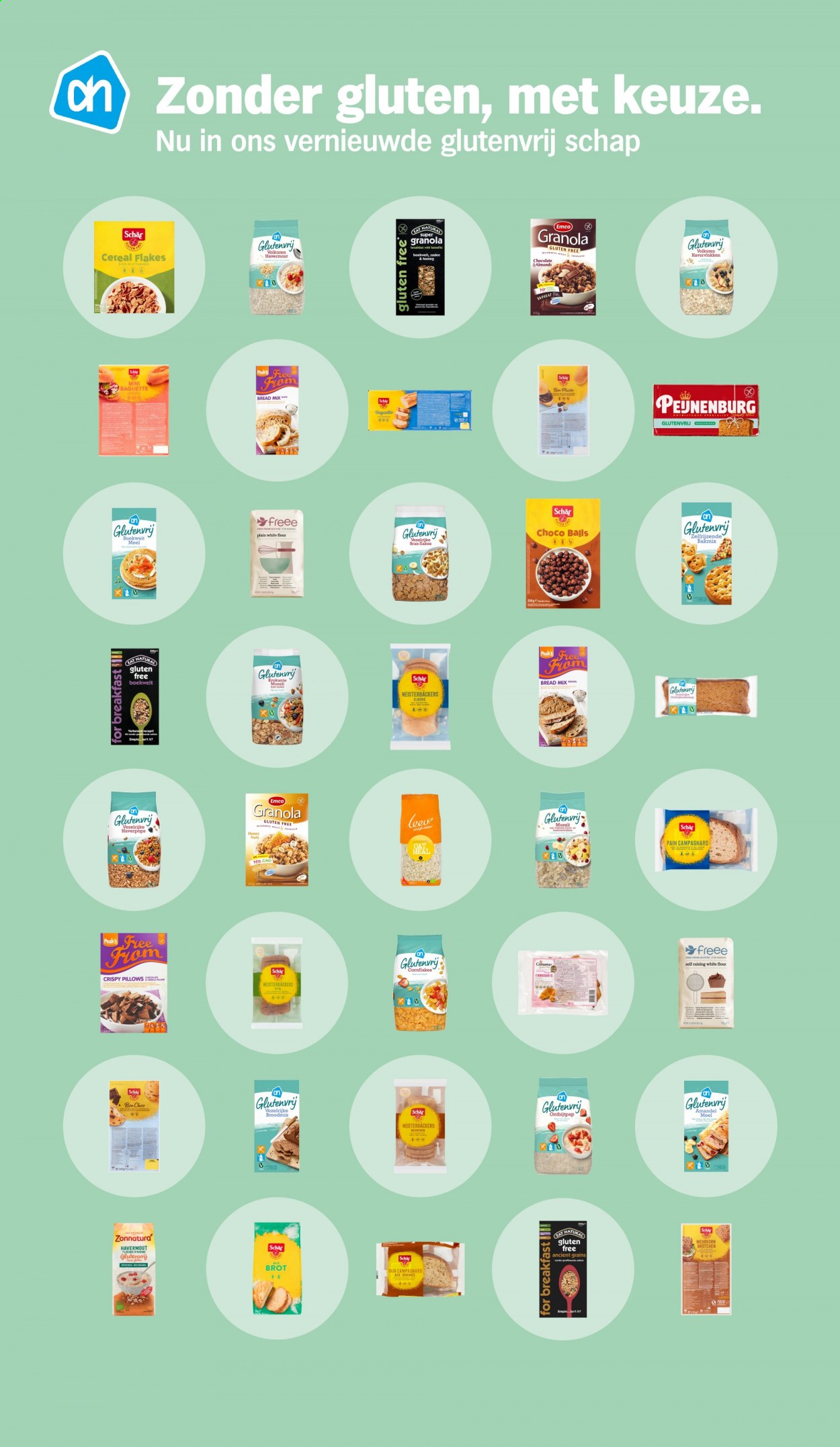 thumbnail - Albert Heijn-aanbieding -  producten in de aanbieding - havermout, havervlokken, cornflakes, baguette, croissant, granola. Pagina 6.