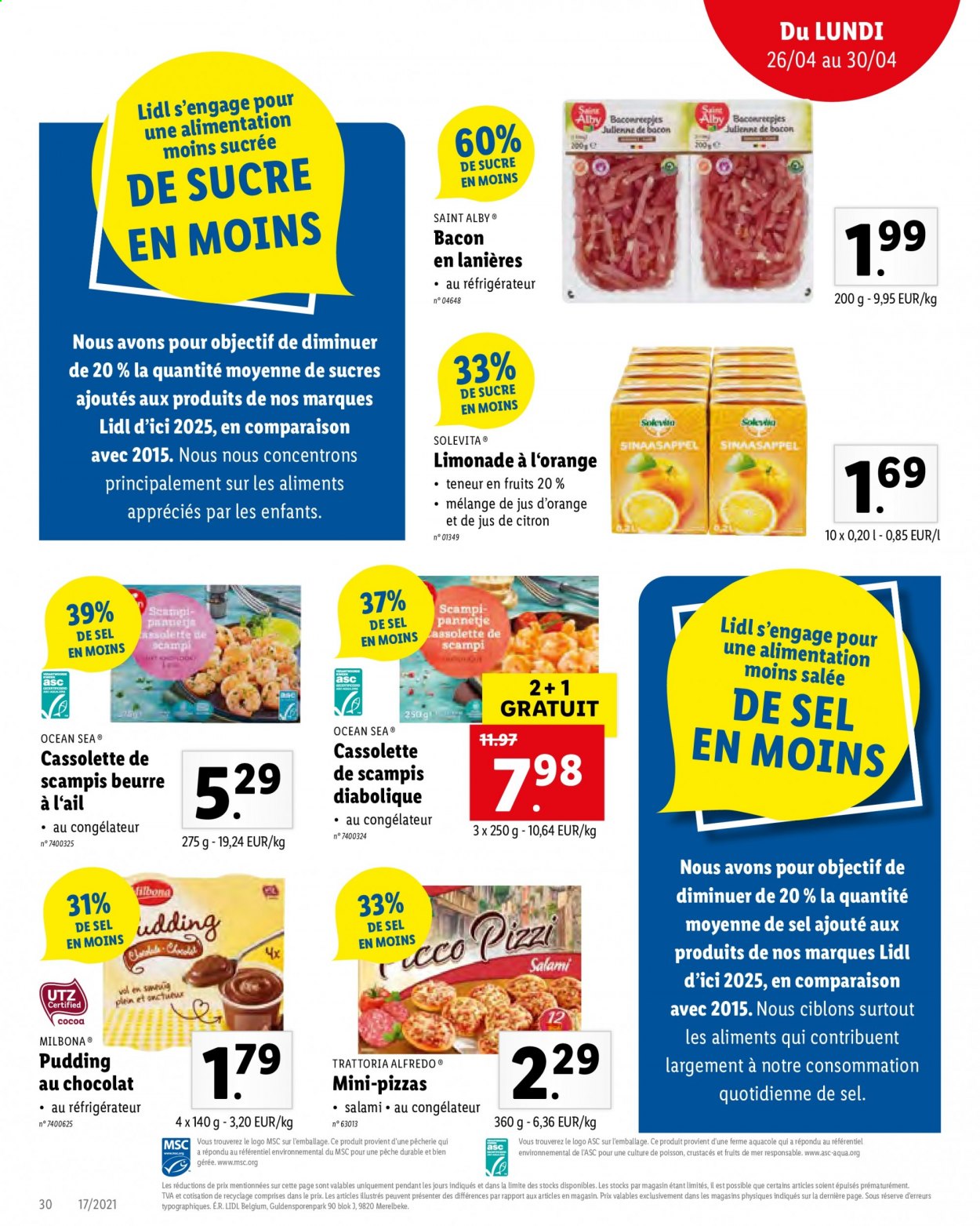 thumbnail - Catalogue Lidl - 26/04/2021 - 30/04/2021 - Produits soldés - salami, bacon, beurre, limonade, pizza. Page 29.