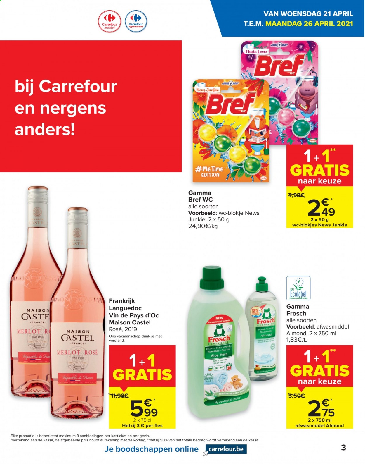 thumbnail - Carrefour-aanbieding - 21/04/2021 - 03/05/2021 -  producten in de aanbieding - Bref, Frosch, Gamma. Pagina 3.