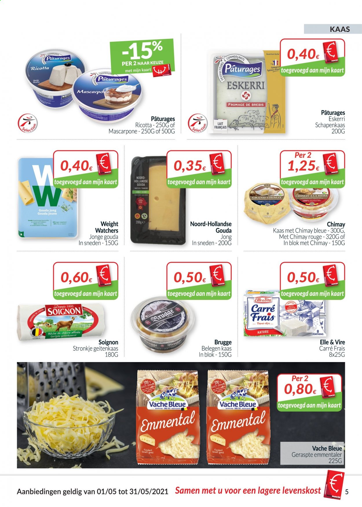 thumbnail - Intermarché-aanbieding - 01/05/2021 - 31/05/2021 -  producten in de aanbieding - belegen kaas, kaas, Chèvre, Mascarpone, ricotta, gouda, Emmental. Pagina 5.