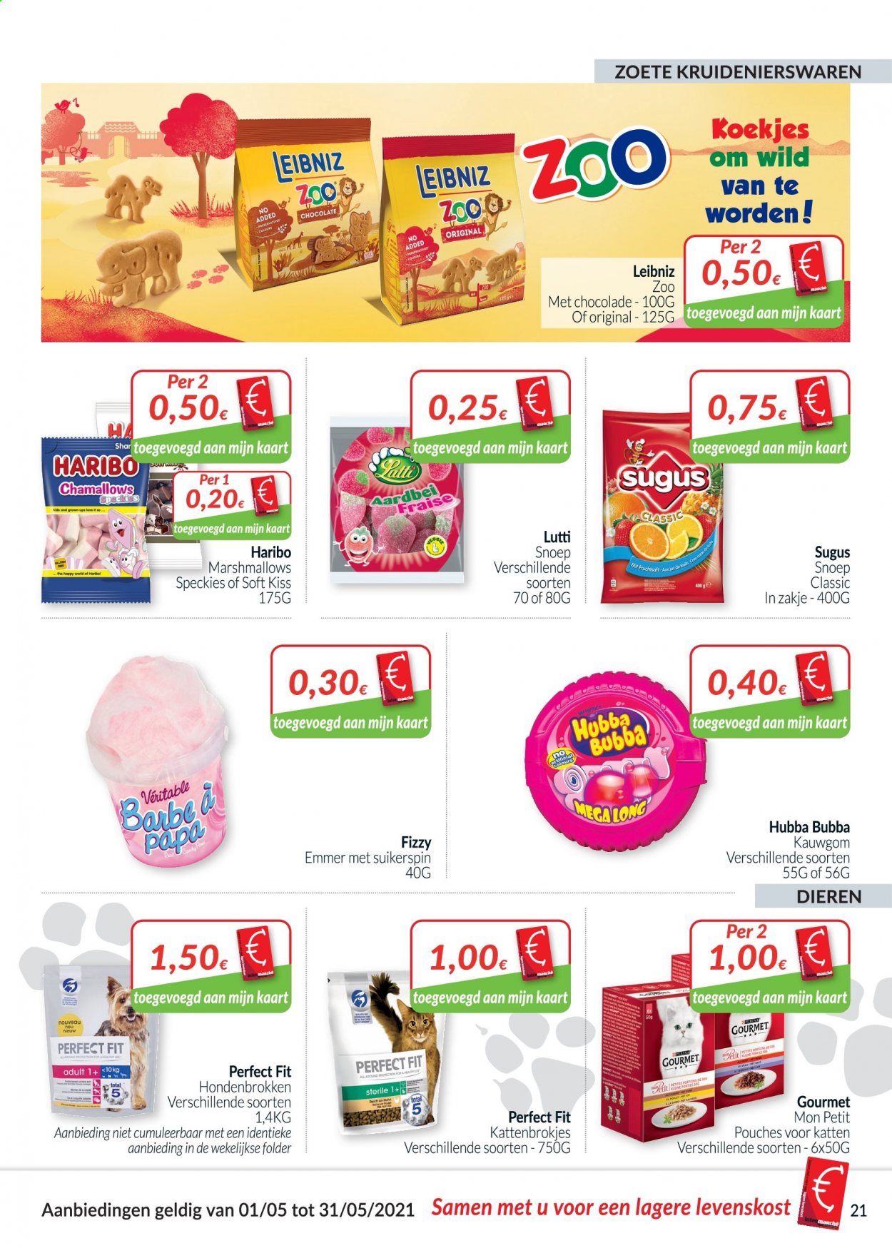 thumbnail - Intermarché-aanbieding - 01/05/2021 - 31/05/2021 -  producten in de aanbieding - chocolade, kauwgom, koekjes, Marshmallows. Pagina 21.