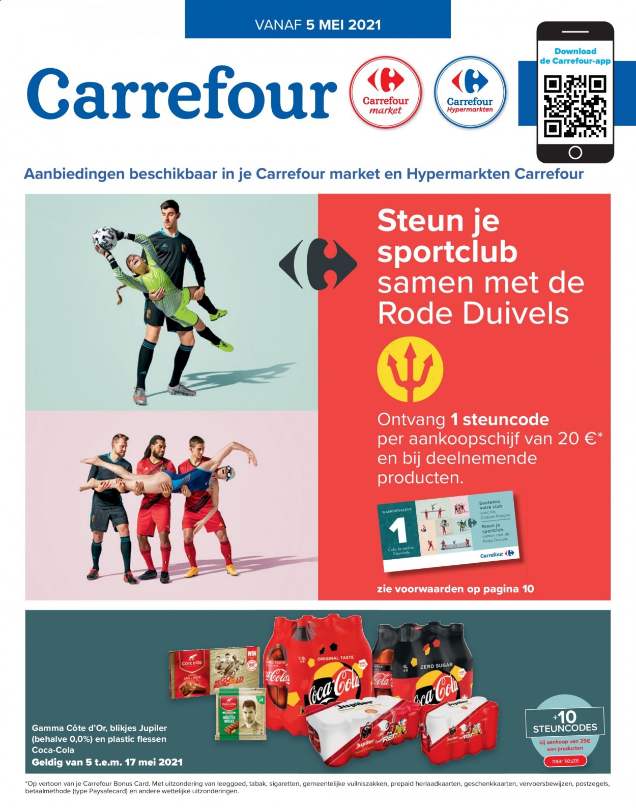 thumbnail - Carrefour-aanbieding - 05/05/2021 - 17/05/2021 -  producten in de aanbieding - Coca-Cola, Gamma, Jupiler. Pagina 1.