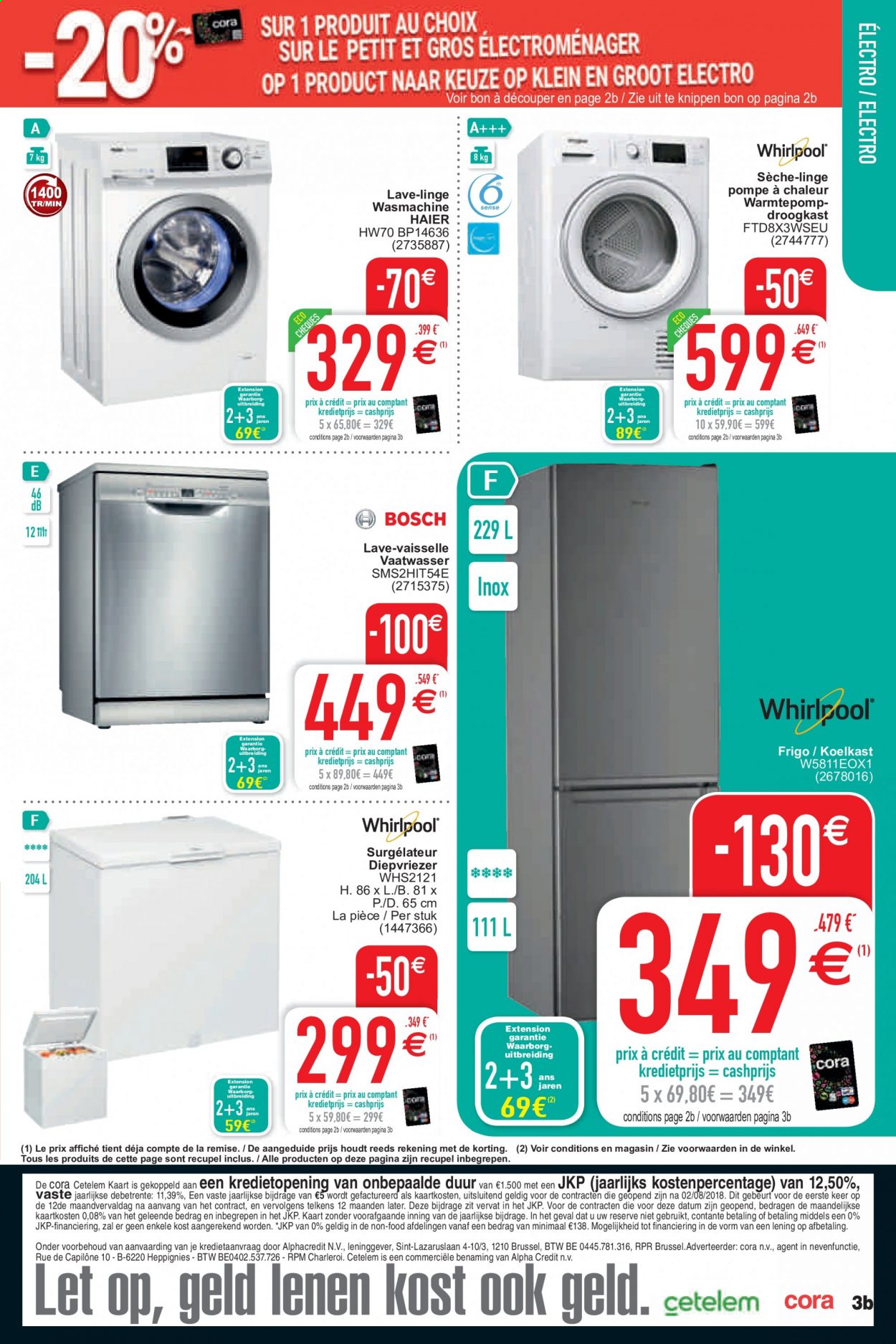 thumbnail - Cora-aanbieding - 11/05/2021 - 22/05/2021 -  producten in de aanbieding - vaatwasser, wasmachine, Haier, koelkast. Pagina 3.