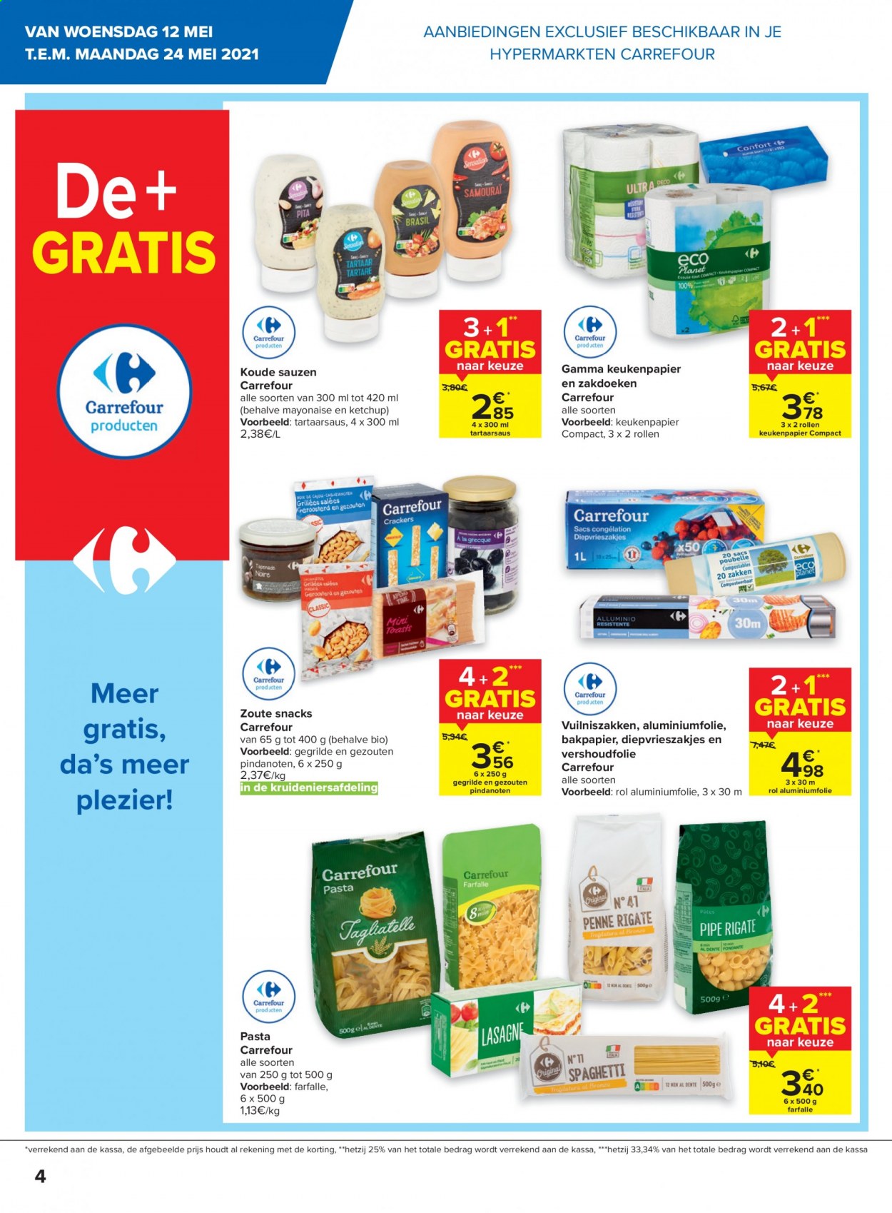 thumbnail - Carrefour-aanbieding - 12/05/2021 - 25/05/2021 -  producten in de aanbieding - keukenpapier, mayonaise, pasta, farfalle, Gamma. Pagina 4.