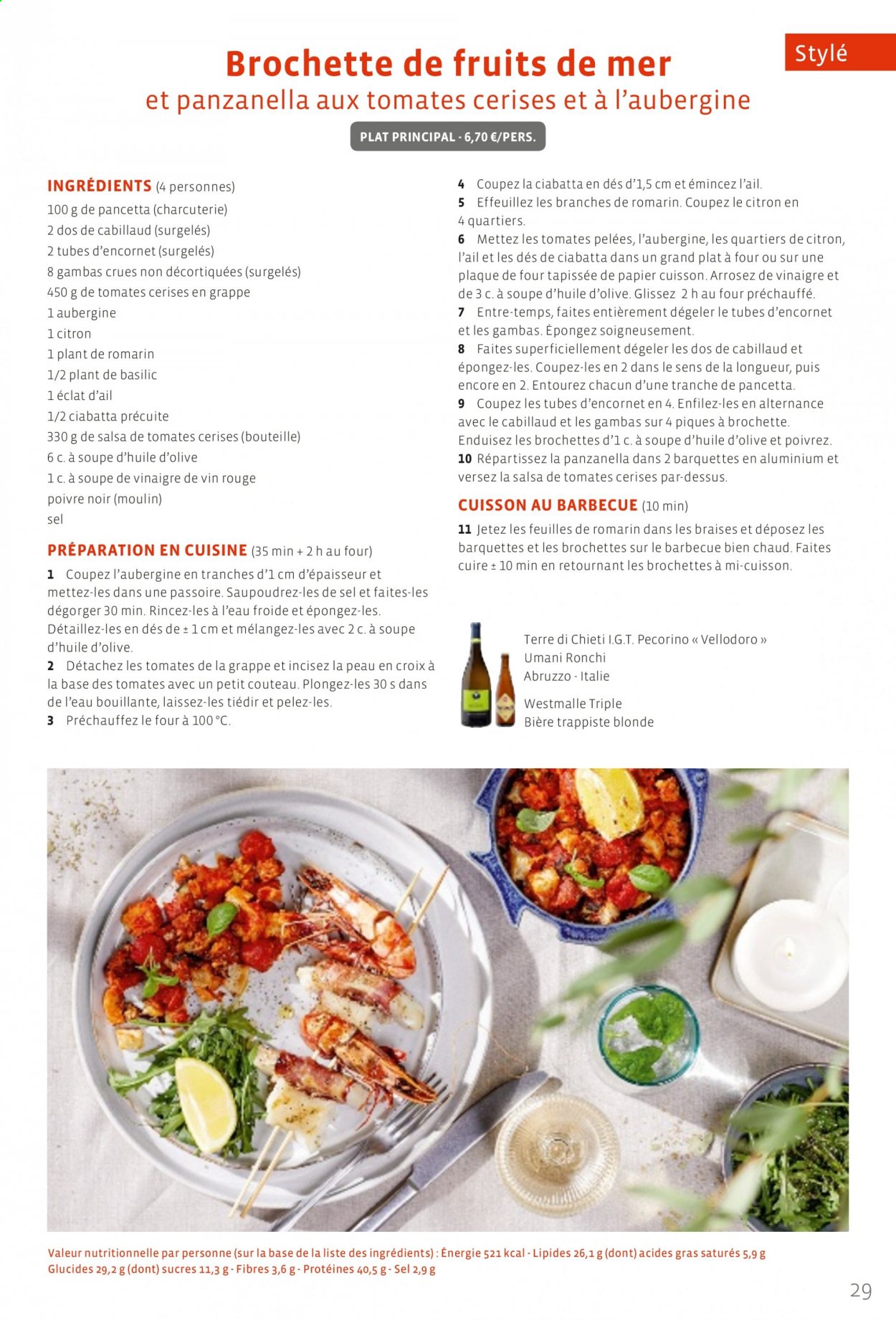 thumbnail - Colruyt-aanbieding -  producten in de aanbieding - Pecorino, aubergine, ciabatta, pancetta, BBQ. Pagina 29.