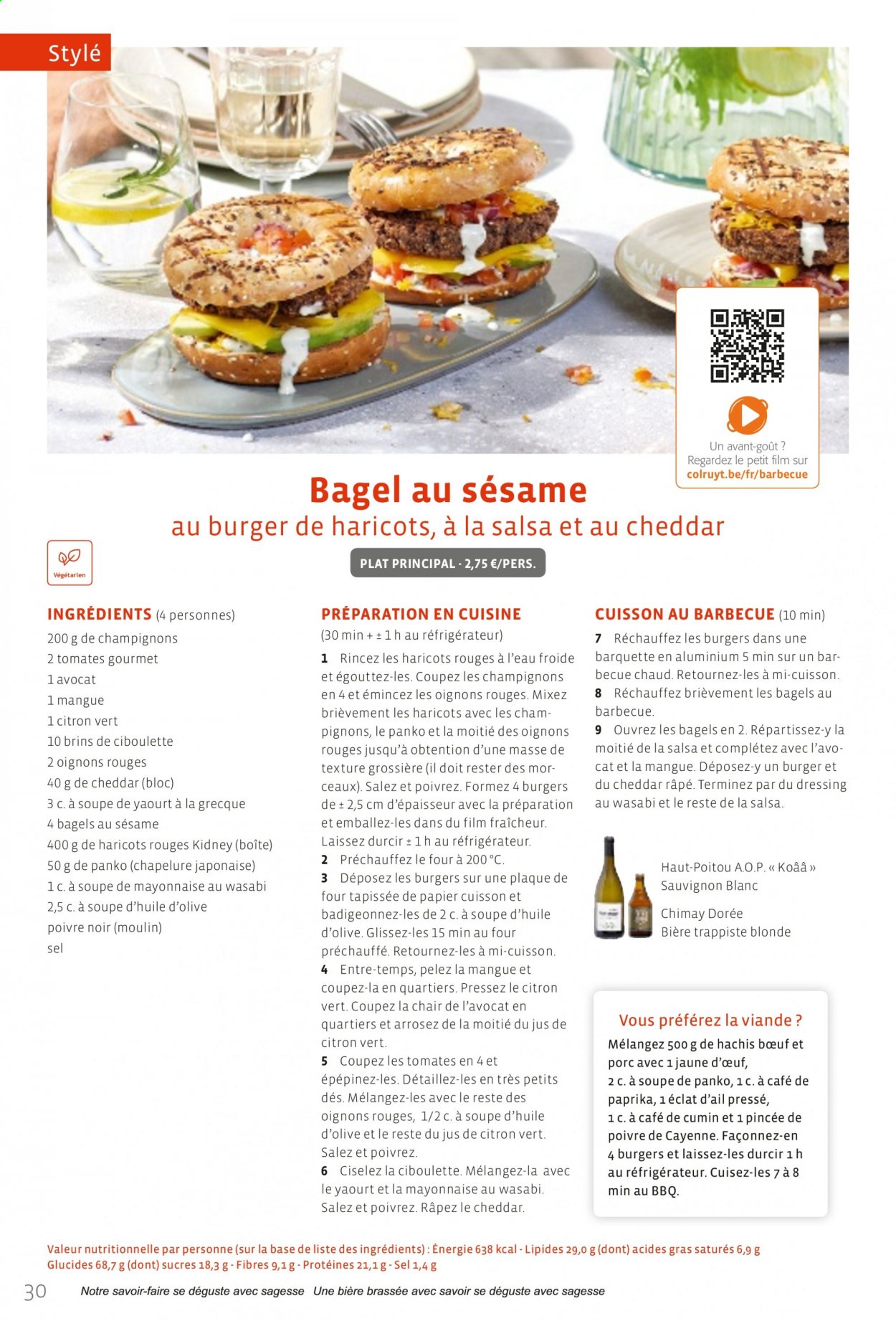thumbnail - Colruyt-aanbieding -  producten in de aanbieding - bagels, Cheddar, panko, vegetarisch eten, Sauvignon Blanc, wasabi, BBQ. Pagina 30.