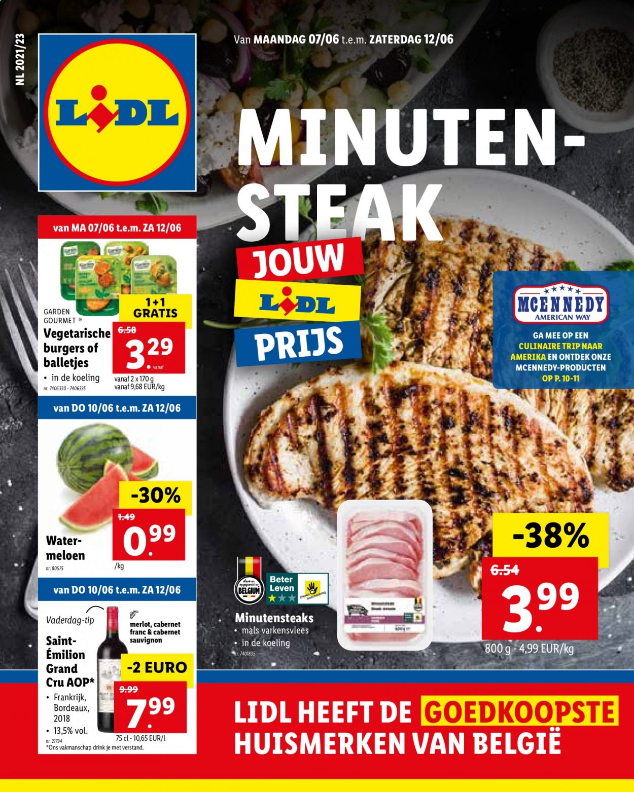 thumbnail - Lidl-aanbieding - 07/06/2021 - 12/06/2021 -  producten in de aanbieding - meloen, Merlot, steak. Pagina 1.