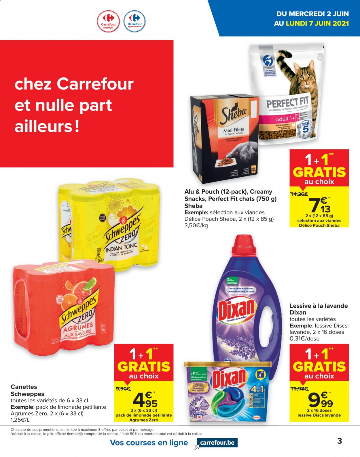thumbnail - Carrefour-aanbieding - 02/06/2021 - 14/06/2021 -  producten in de aanbieding - Schweppes, Sheba. Pagina 3.