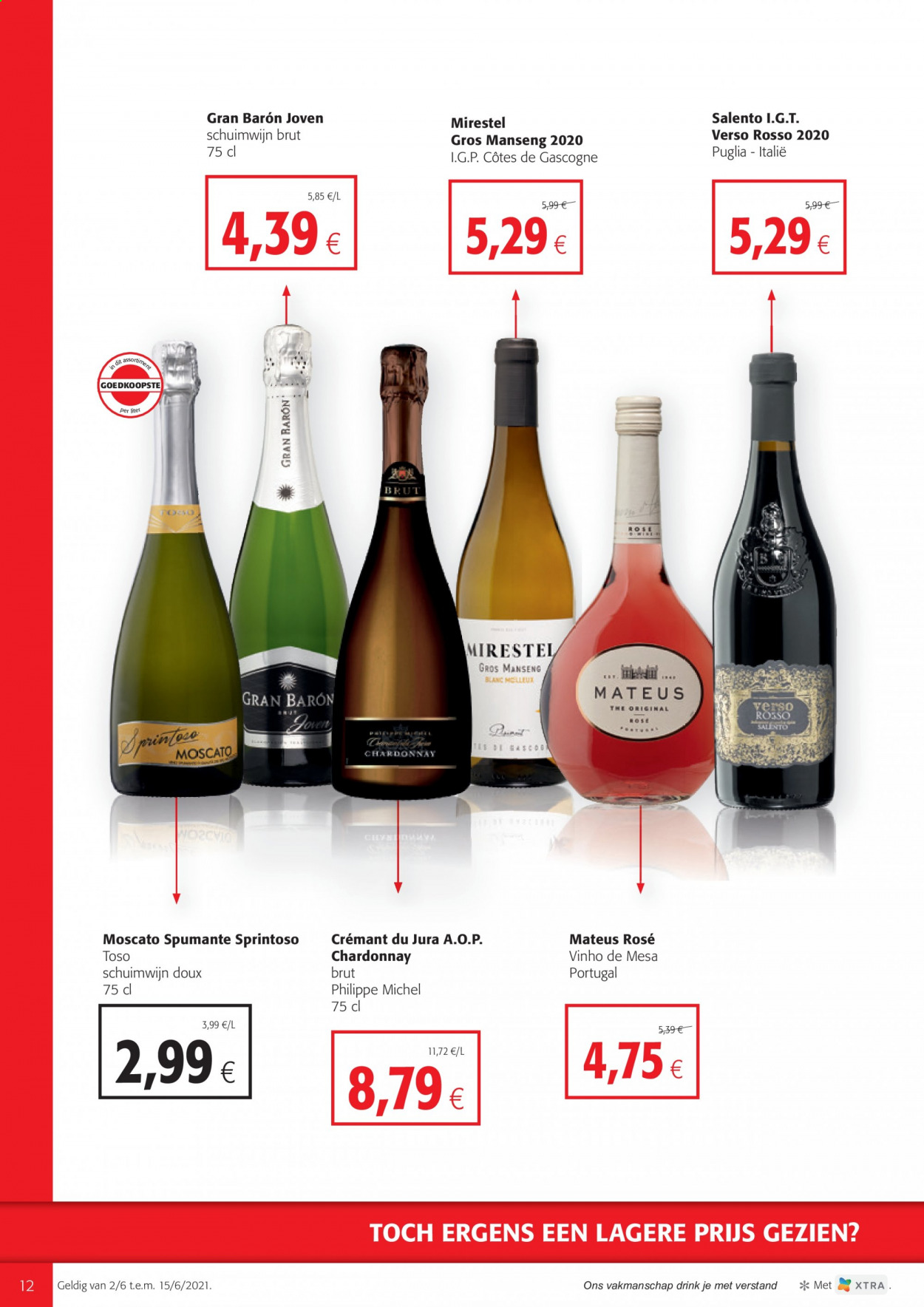 thumbnail - Colruyt-aanbieding - 02/06/2021 - 15/06/2021 -  producten in de aanbieding - Chardonnay, Spumante, Côtes de Gascogne. Pagina 12.