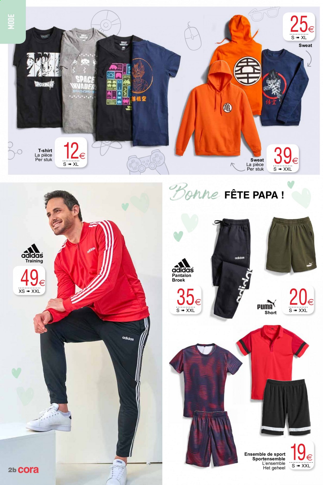thumbnail - Cora-aanbieding - 01/06/2021 - 14/06/2021 -  producten in de aanbieding - short, broek, Adidas, pantalon, Puma, shirt, t-shirt. Pagina 2.