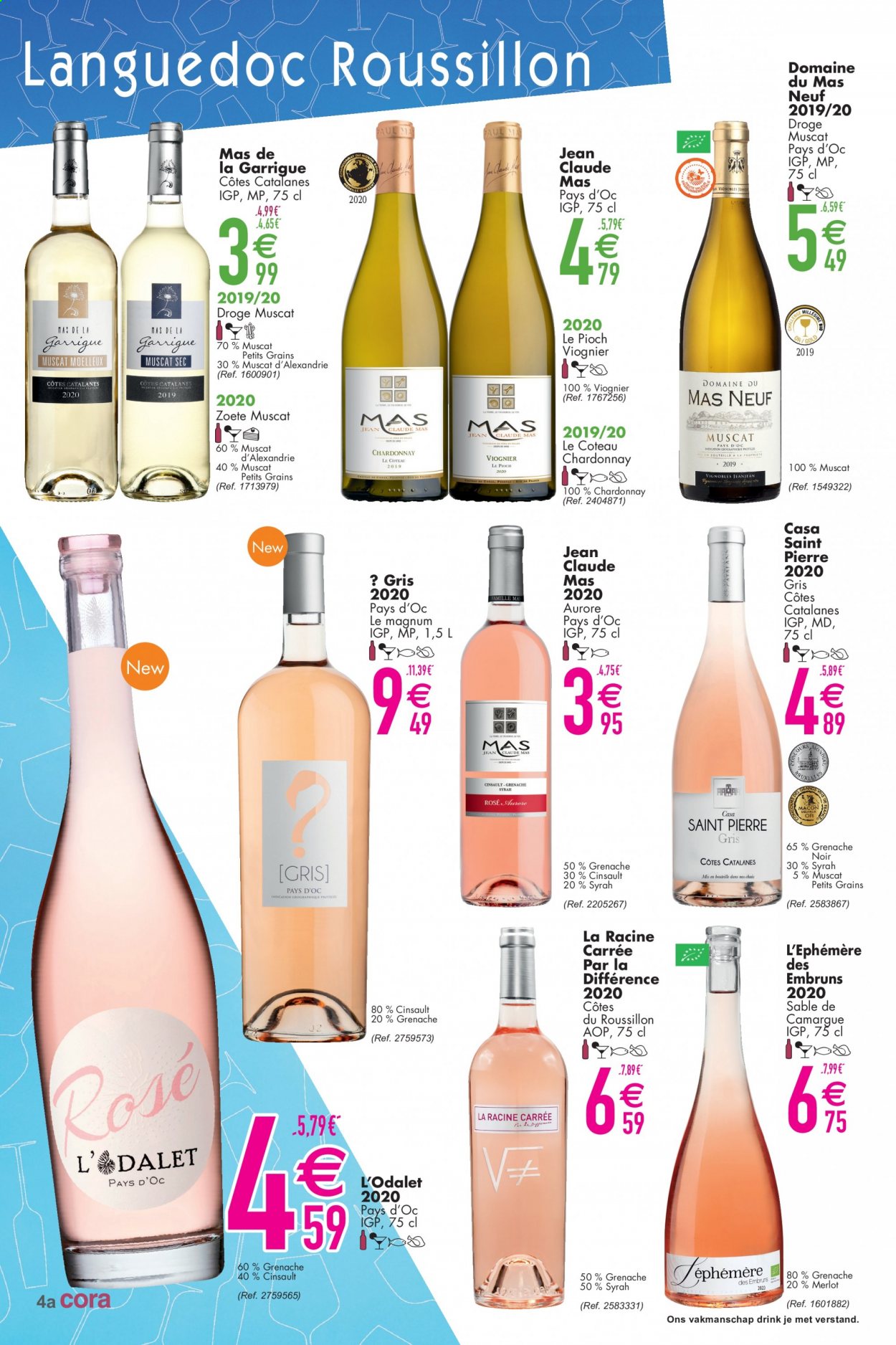 thumbnail - Cora-aanbieding - 08/06/2021 - 14/06/2021 -  producten in de aanbieding - Chardonnay, Magnum, Merlot, Côtes du Roussillon. Pagina 4.
