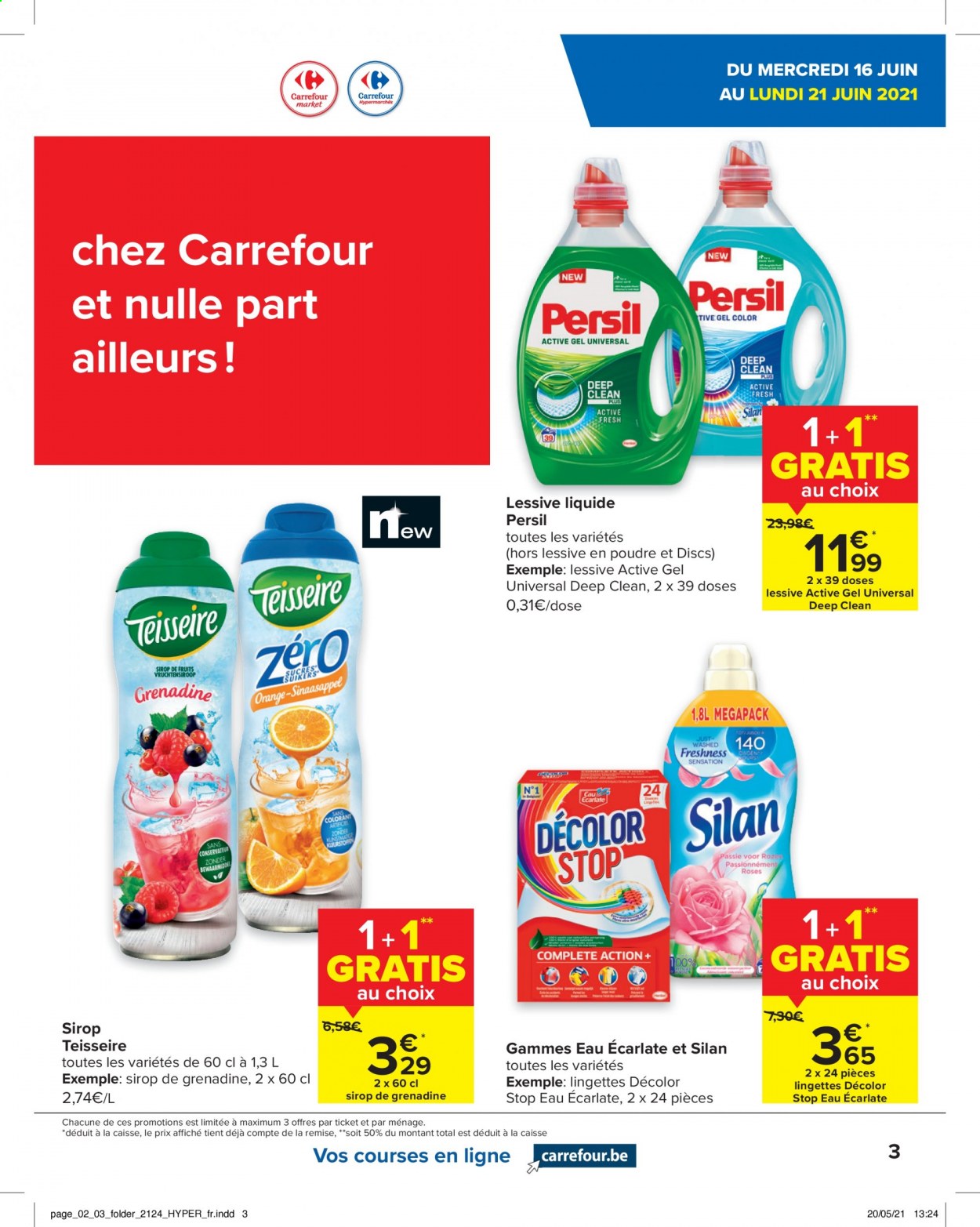 thumbnail - Carrefour-aanbieding - 16/06/2021 - 28/06/2021 -  producten in de aanbieding - Grenadine, Persil, Silan. Pagina 3.