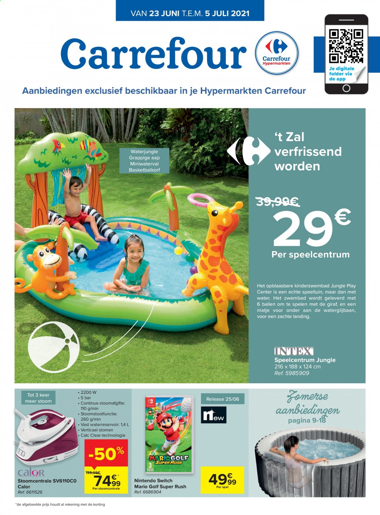 thumbnail - Carrefour hypermarkt-aanbieding - 23/06/2021 - 05/07/2021 -  producten in de aanbieding - switch, Nintendo Switch, zwembad. Pagina 1.