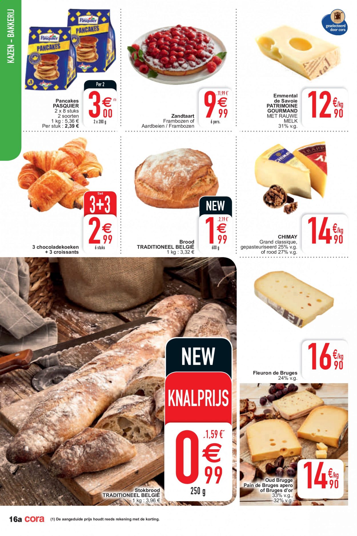 thumbnail - Cora-aanbieding - 06/07/2021 - 12/07/2021 -  producten in de aanbieding - aardbeien, melk, Oud Brugge, stokbrood, frambozen, brood, croissant, Emmental. Pagina 16.