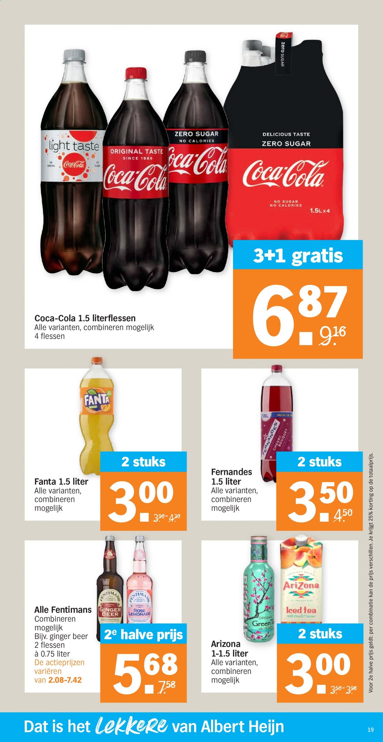 thumbnail - Albert Heijn-aanbieding - 10-5-2021 - 16-5-2021 -  producten in de aanbieding - ginger beer, Coca-Cola, Fanta, thee. Pagina 19.