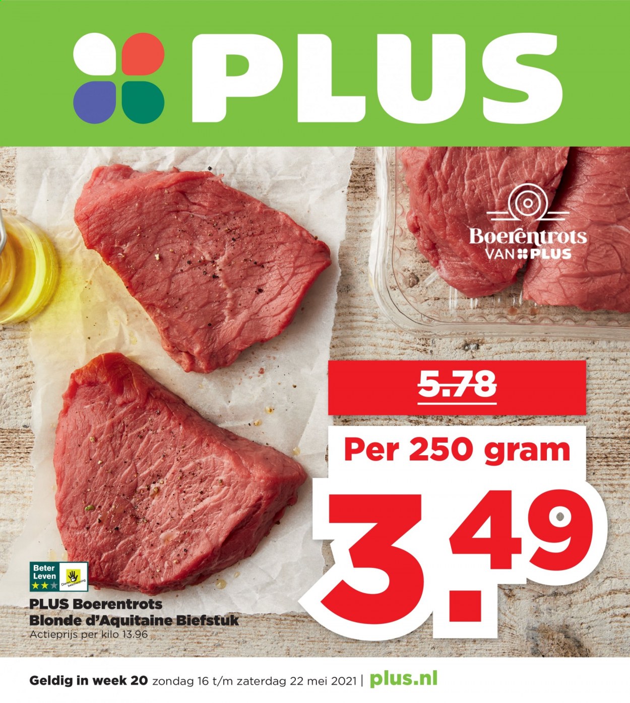 thumbnail - Plus-aanbieding - 16-5-2021 - 22-5-2021 -  producten in de aanbieding - biefstuk. Pagina 1.