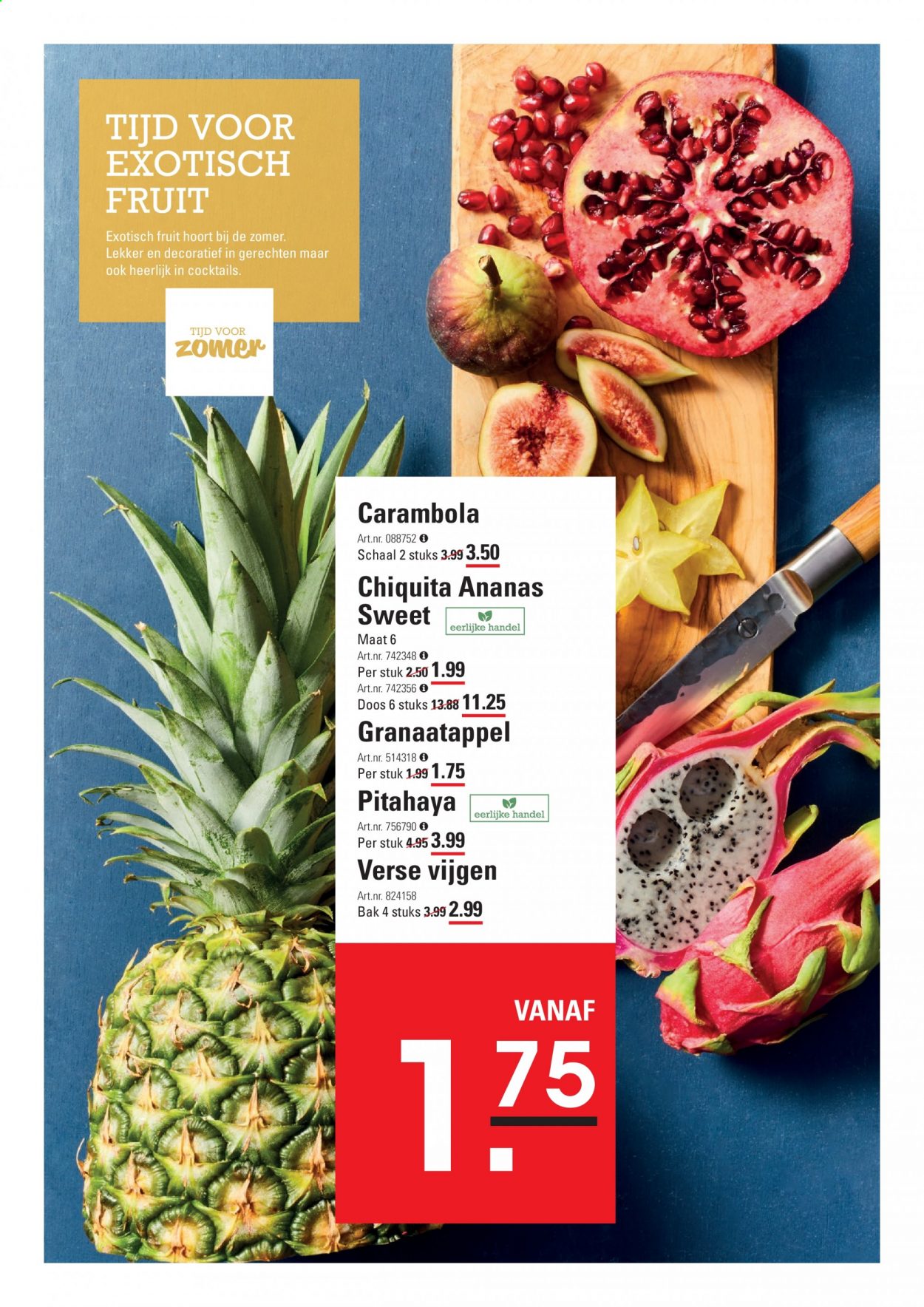 thumbnail - Sligro-aanbieding - 10-6-2021 - 28-6-2021 -  producten in de aanbieding - carambola, vijgen, granaatappel, ananas. Pagina 8.