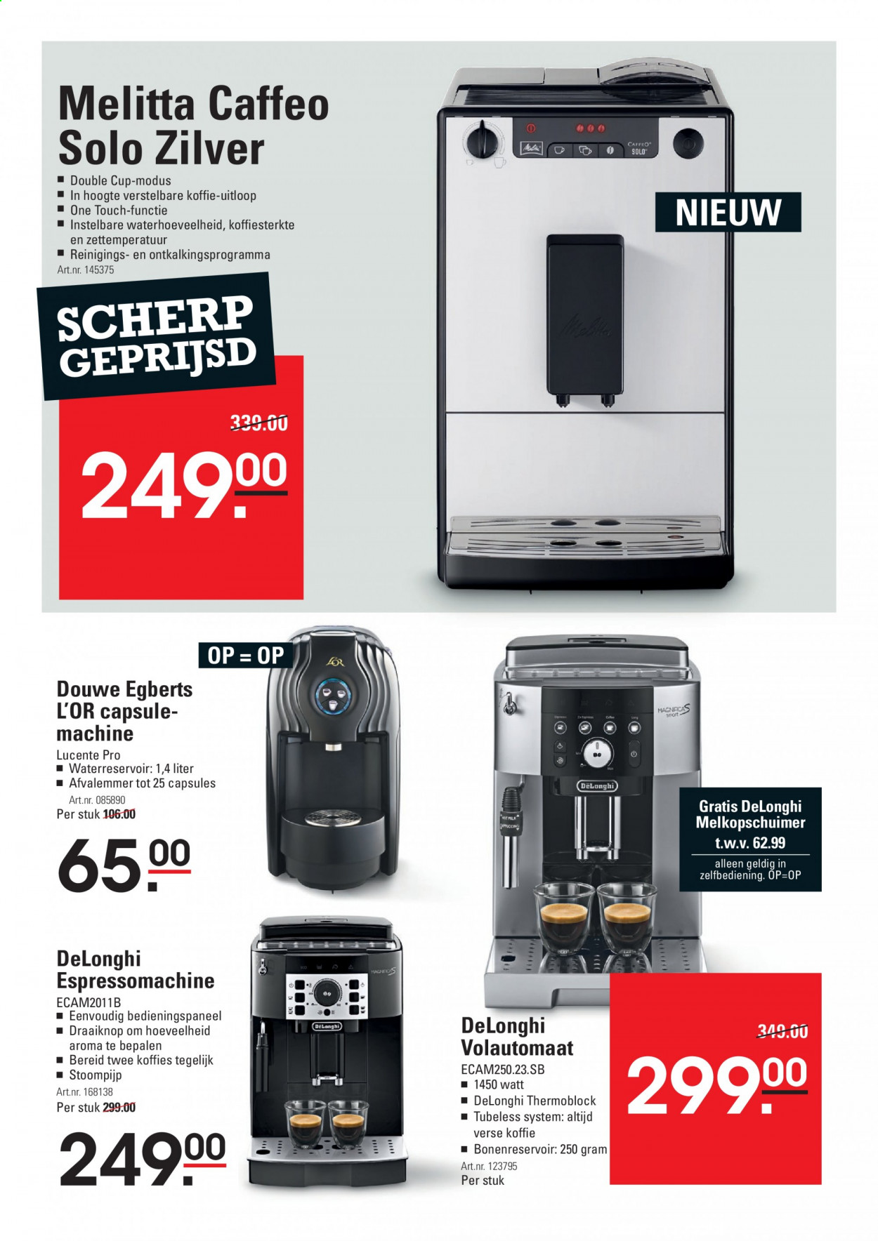 thumbnail - Sligro-aanbieding - 10-6-2021 - 28-6-2021 -  producten in de aanbieding - DeLonghi, Douwe Egberts, koffie, L’or, melkopschuimer. Pagina 4.