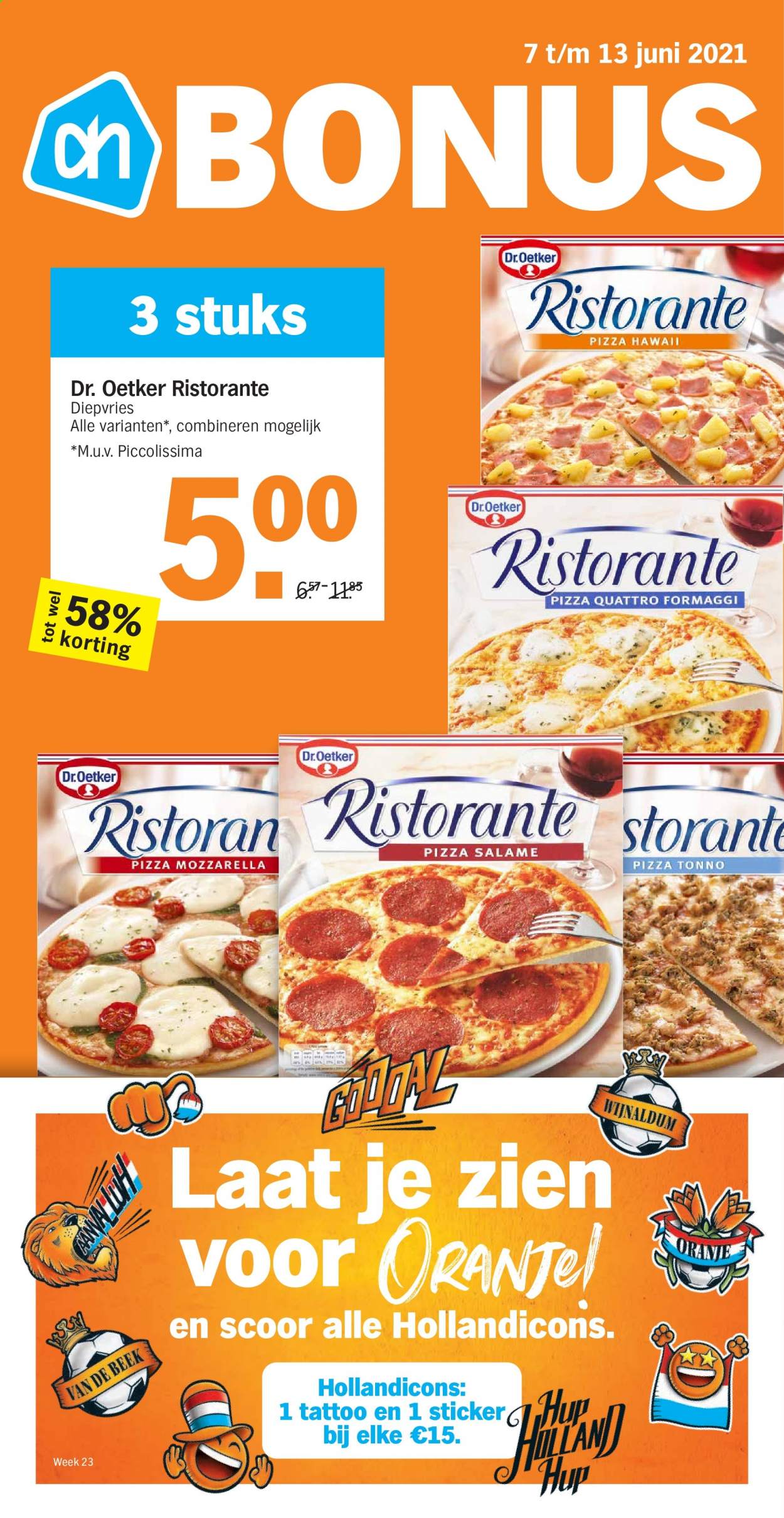 thumbnail - Albert Heijn-aanbieding - 7-6-2021 - 13-6-2021 -  producten in de aanbieding - pizza, Dr. Oetker, mozzarella. Pagina 1.