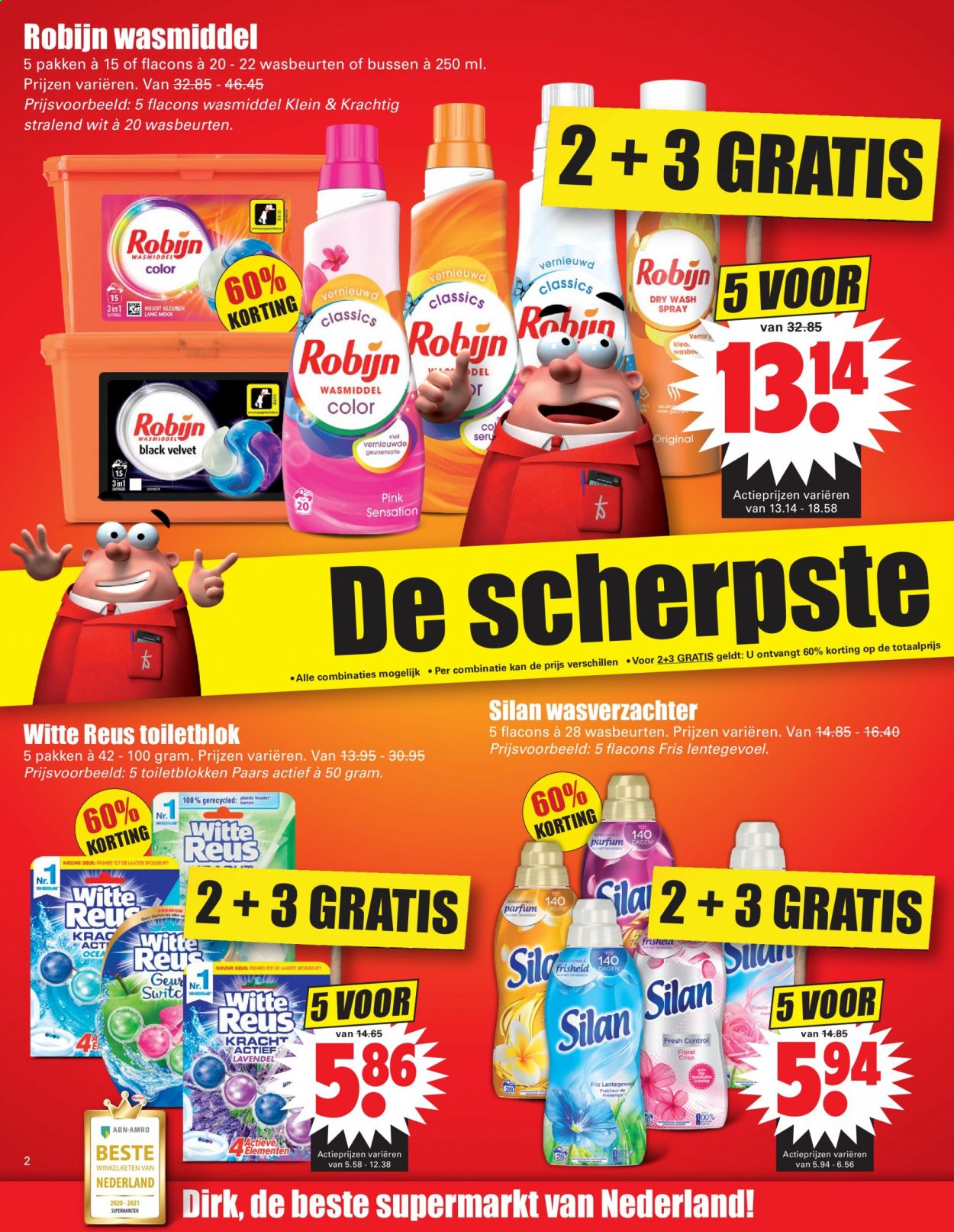 thumbnail - Dirk-aanbieding - 27-6-2021 - 3-7-2021 -  producten in de aanbieding - Robijn, wasmiddel, Silan. Pagina 4.