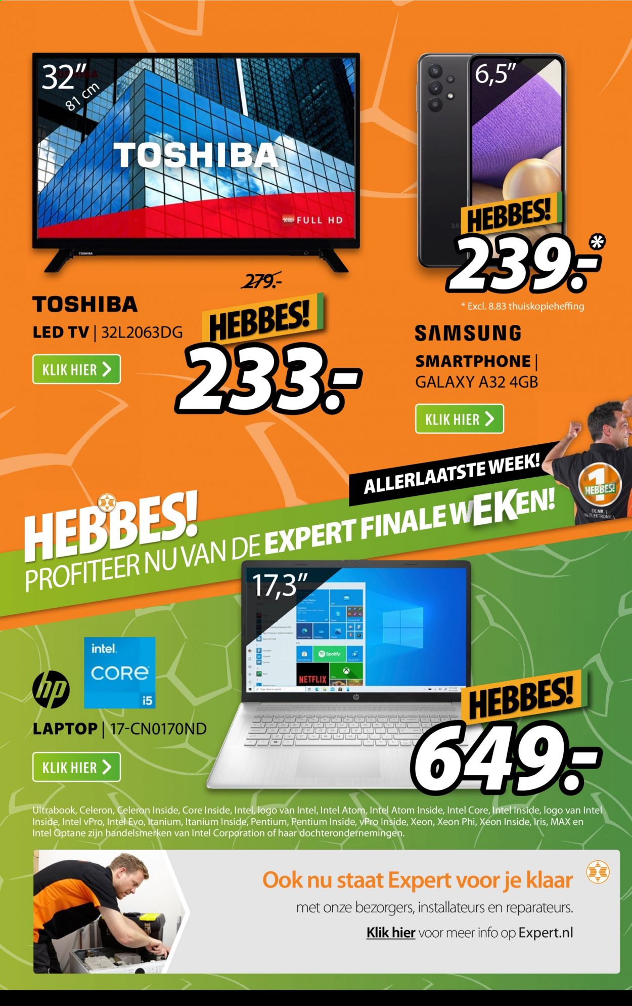 thumbnail - Expert-aanbieding -  producten in de aanbieding - Samsung, smartphone, HP, laptop, Toshiba, Intel, led tv, TV, full hd. Pagina 4.
