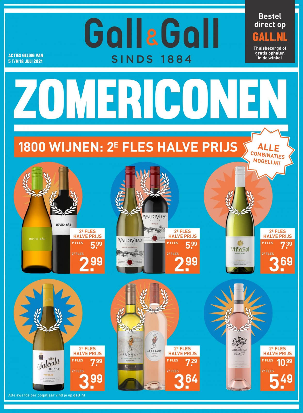 thumbnail - Gall & Gall-aanbieding - 5-7-2021 - 18-7-2021 -  producten in de aanbieding - Chardonnay, Merlot, Sauvignon Blanc. Pagina 1.