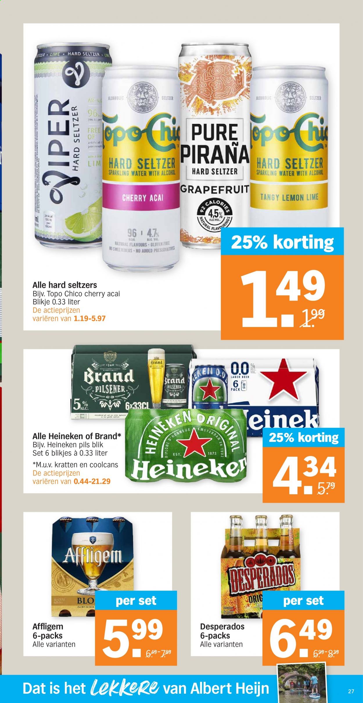 thumbnail - Albert Heijn-aanbieding - 12-7-2021 - 18-7-2021 -  producten in de aanbieding - Affligem, pilsener, Heineken, grapefruit. Pagina 29.