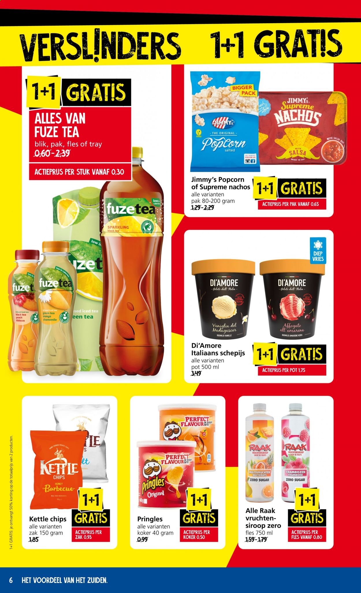 thumbnail - Jan Linders-aanbieding - 12-7-2021 - 18-7-2021 -  producten in de aanbieding - mango, frambozen, roomijs, gelato, chips, popcorn, Pringles, BBQ, thee. Pagina 6.