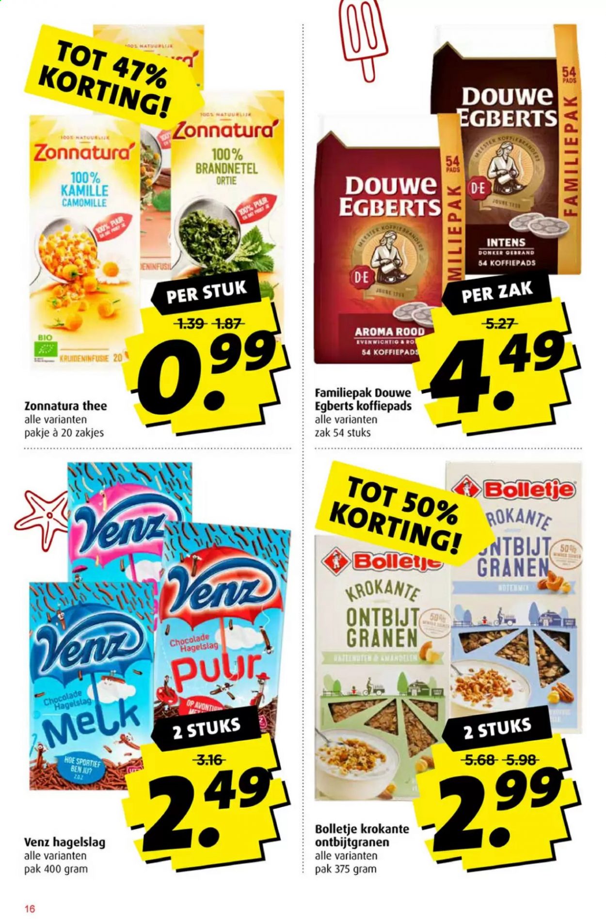 thumbnail - Boni-aanbieding - 14-7-2021 - 20-7-2021 -  producten in de aanbieding - melk, chocolade, Douwe Egberts, koffie. Pagina 16.