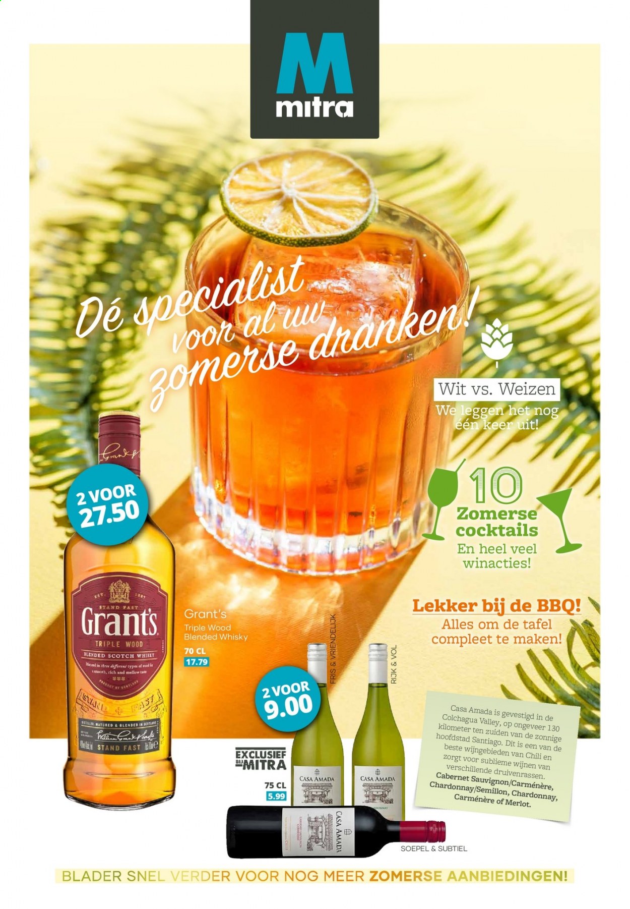 thumbnail - Mitra-aanbieding - 12-7-2021 - 1-8-2021 -  producten in de aanbieding - Cabernet Sauvignon, Carmenère, Chardonnay, Merlot, blended scotch whisky, scotch whisky, Grant‘s. Pagina 1.