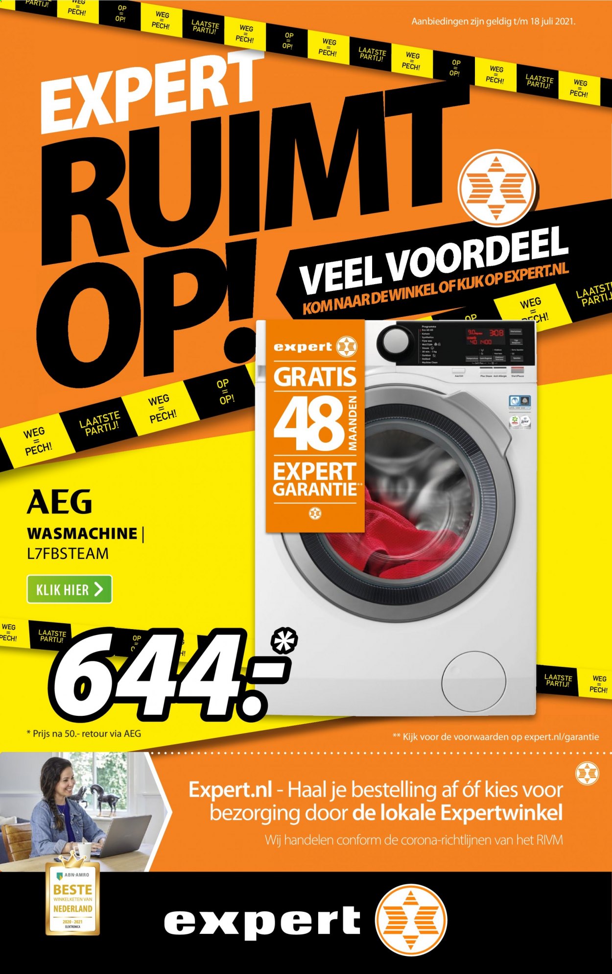 thumbnail - Expert-aanbieding - 12-7-2021 - 18-7-2021 -  producten in de aanbieding - AEG, wasmachine. Pagina 1.