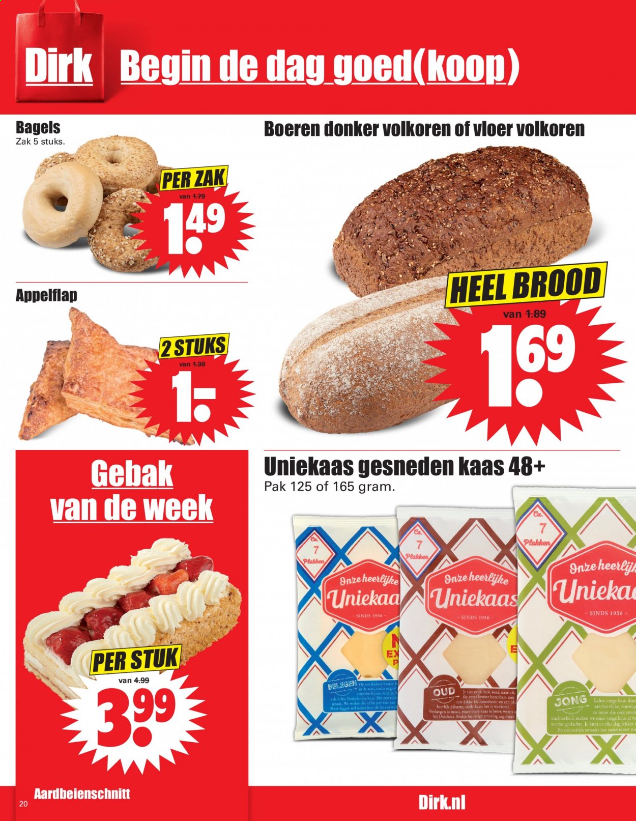 thumbnail - Dirk-aanbieding - 18-7-2021 - 24-7-2021 -  producten in de aanbieding - bagels, brood, gebak, Jonge Kaas, kaas. Pagina 20.