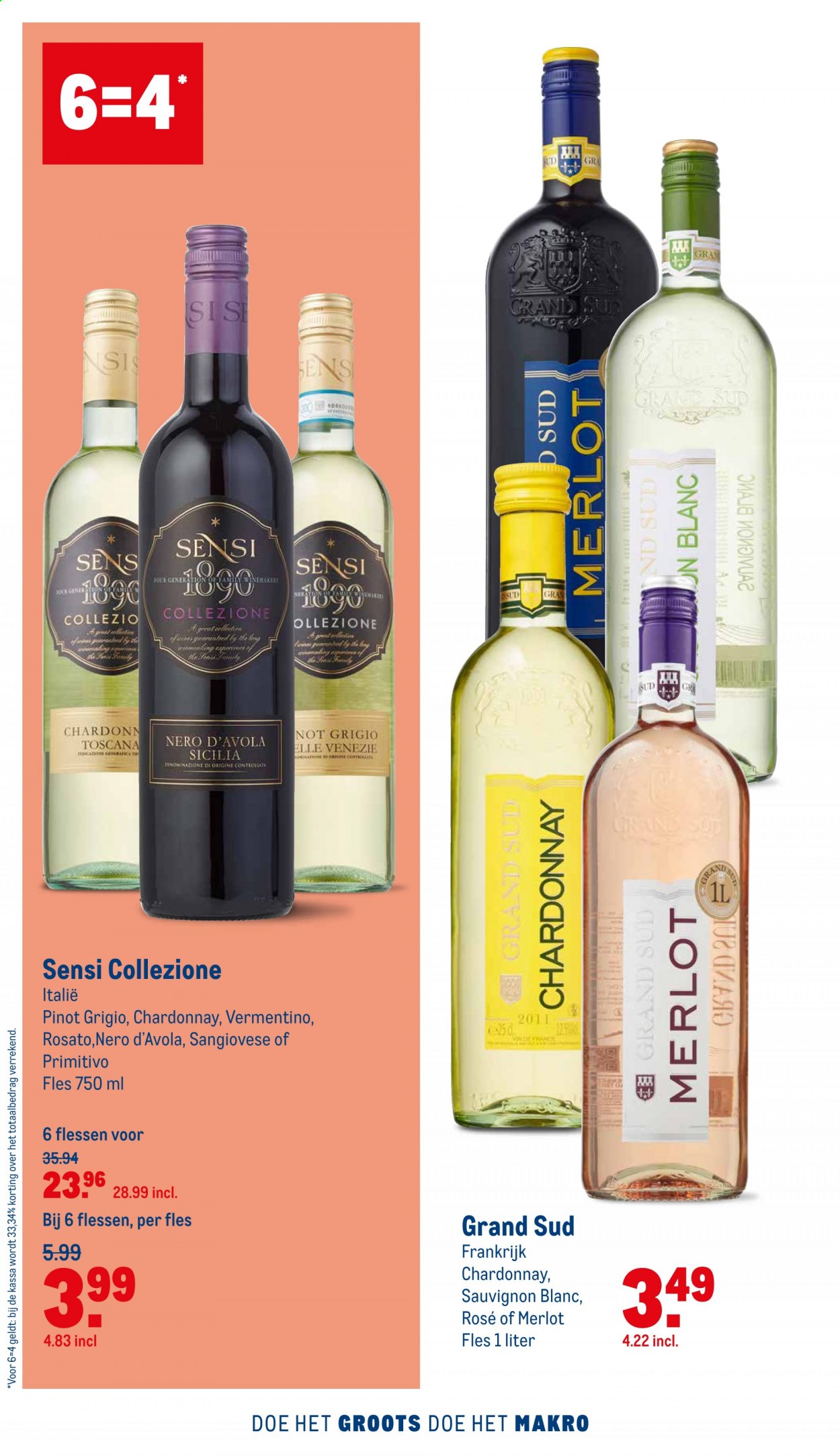 thumbnail - Makro-aanbieding - 21-7-2021 - 3-8-2021 -  producten in de aanbieding - Chardonnay, Merlot, Sauvignon Blanc. Pagina 36.