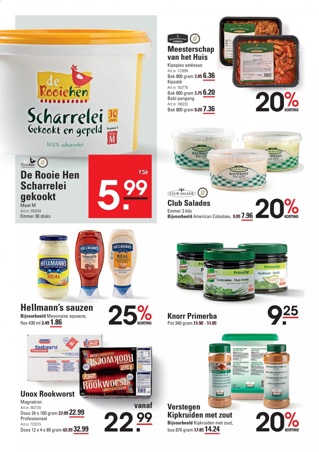 thumbnail - Sligro-aanbieding - 22-7-2021 - 9-8-2021 -  producten in de aanbieding - Knorr, rookworst, coleslaw, Hellmann's, mayonaise, basilicum. Pagina 8.