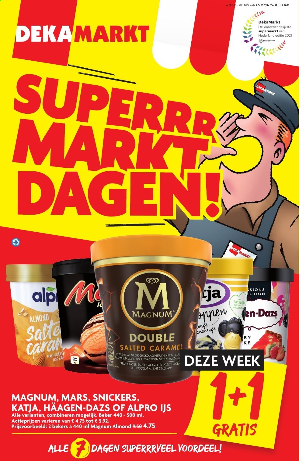 thumbnail - DekaMarkt-aanbieding - 25-7-2021 - 31-7-2021 -  producten in de aanbieding - crème, Magnum, Snickers. Pagina 1.
