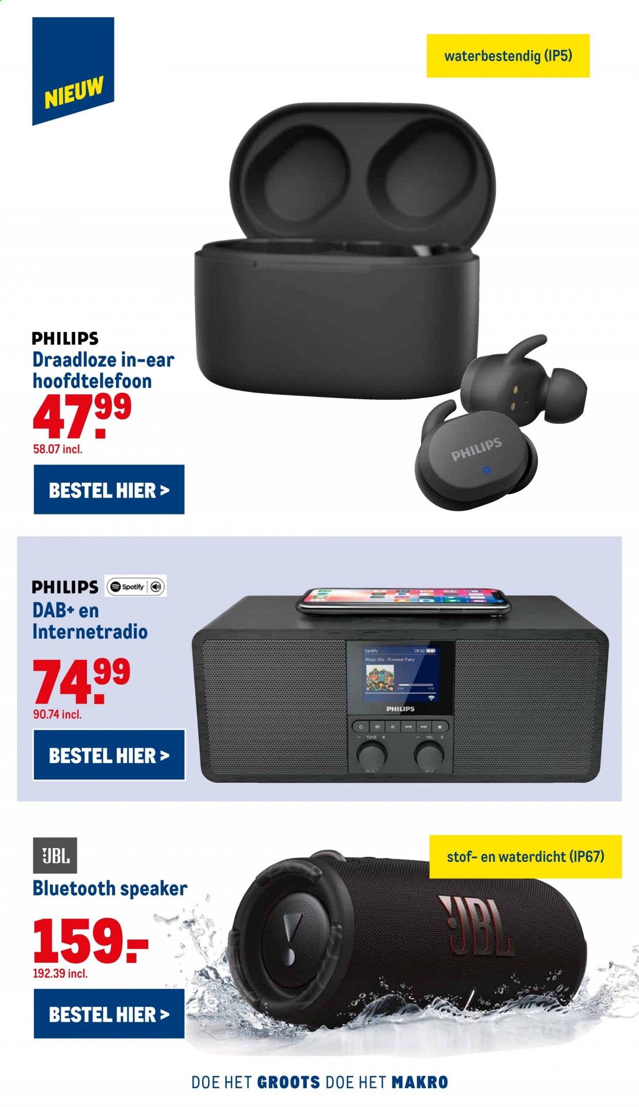 thumbnail - Makro-aanbieding - 4-8-2021 - 17-8-2021 -  producten in de aanbieding - Philips, Bluetooth Speaker, JBL, hoofdtelefoon. Pagina 27.