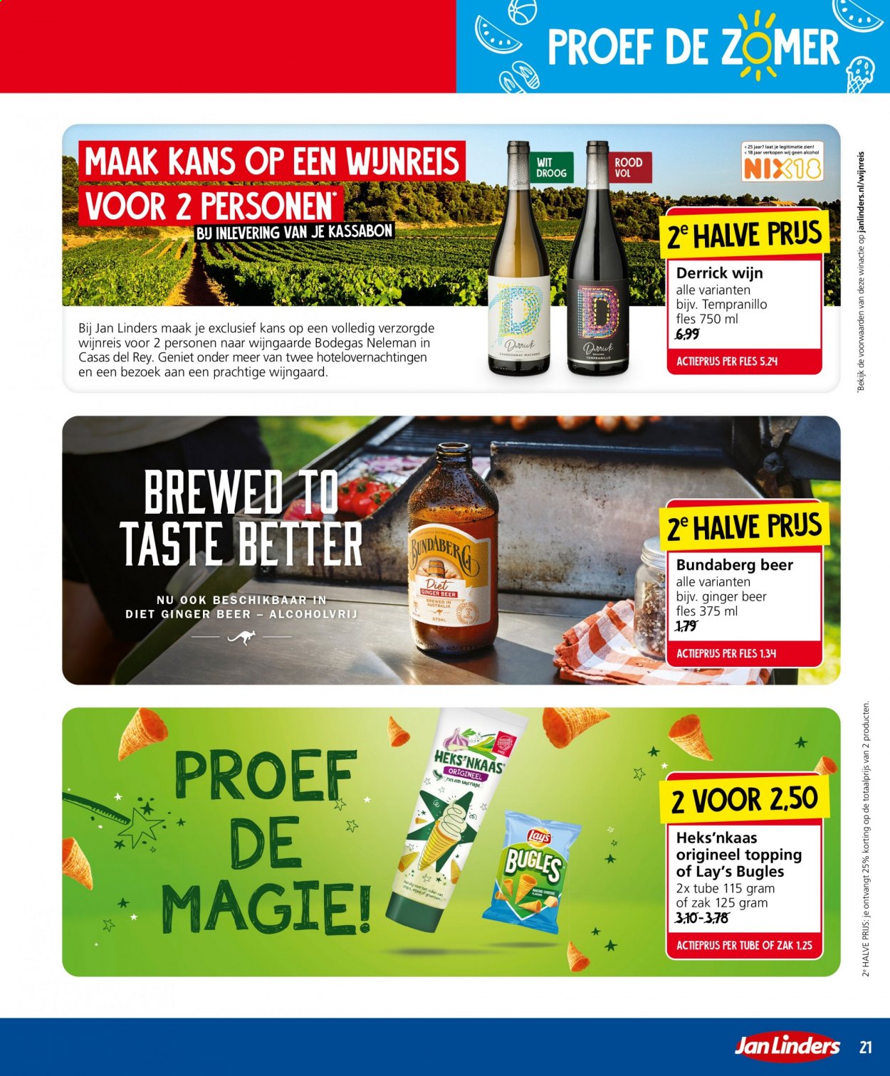 thumbnail - Jan Linders-aanbieding - 9-8-2021 - 15-8-2021 -  producten in de aanbieding - ginger beer, Heks'nkaas, wijn. Pagina 21.