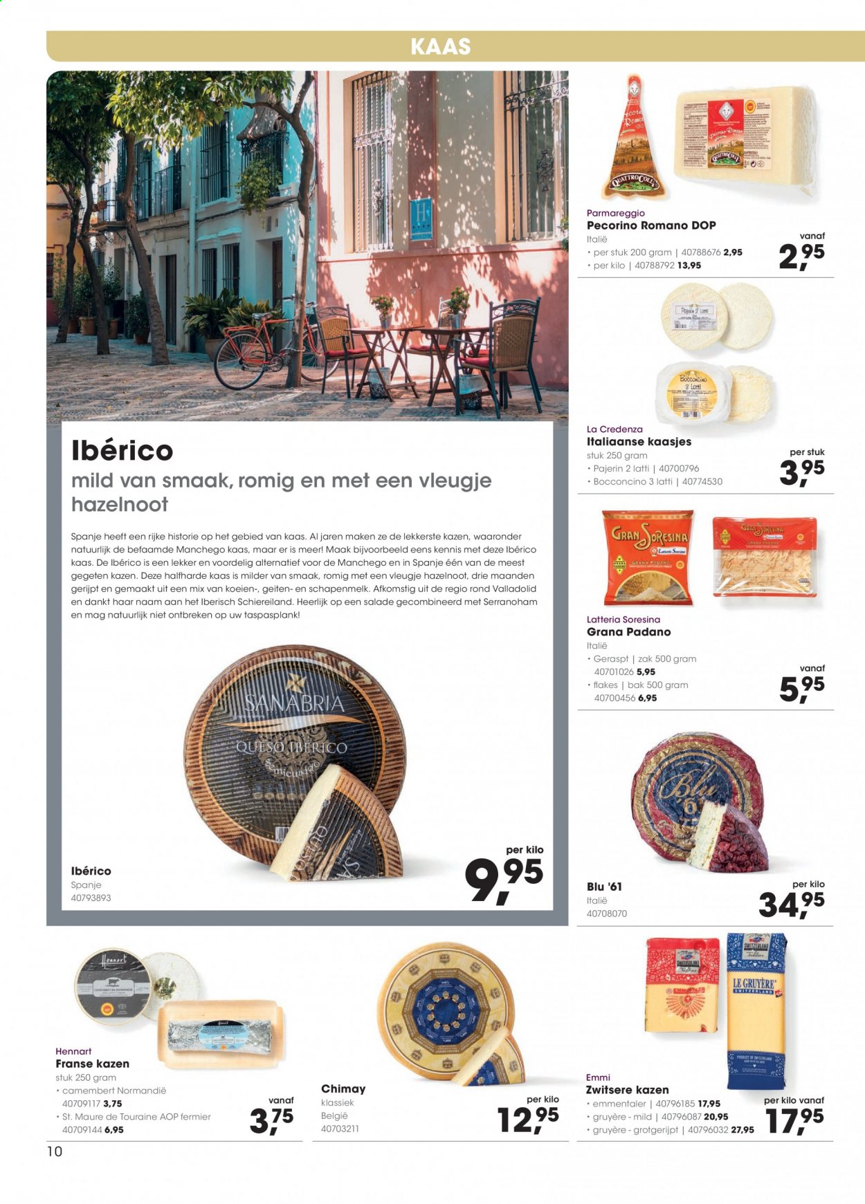 thumbnail - Hanos-aanbieding - 9-8-2021 - 22-8-2021 -  producten in de aanbieding - serranoham, Gruyère, kaas, Manchego, Pecorino, Grana Padano. Pagina 10.