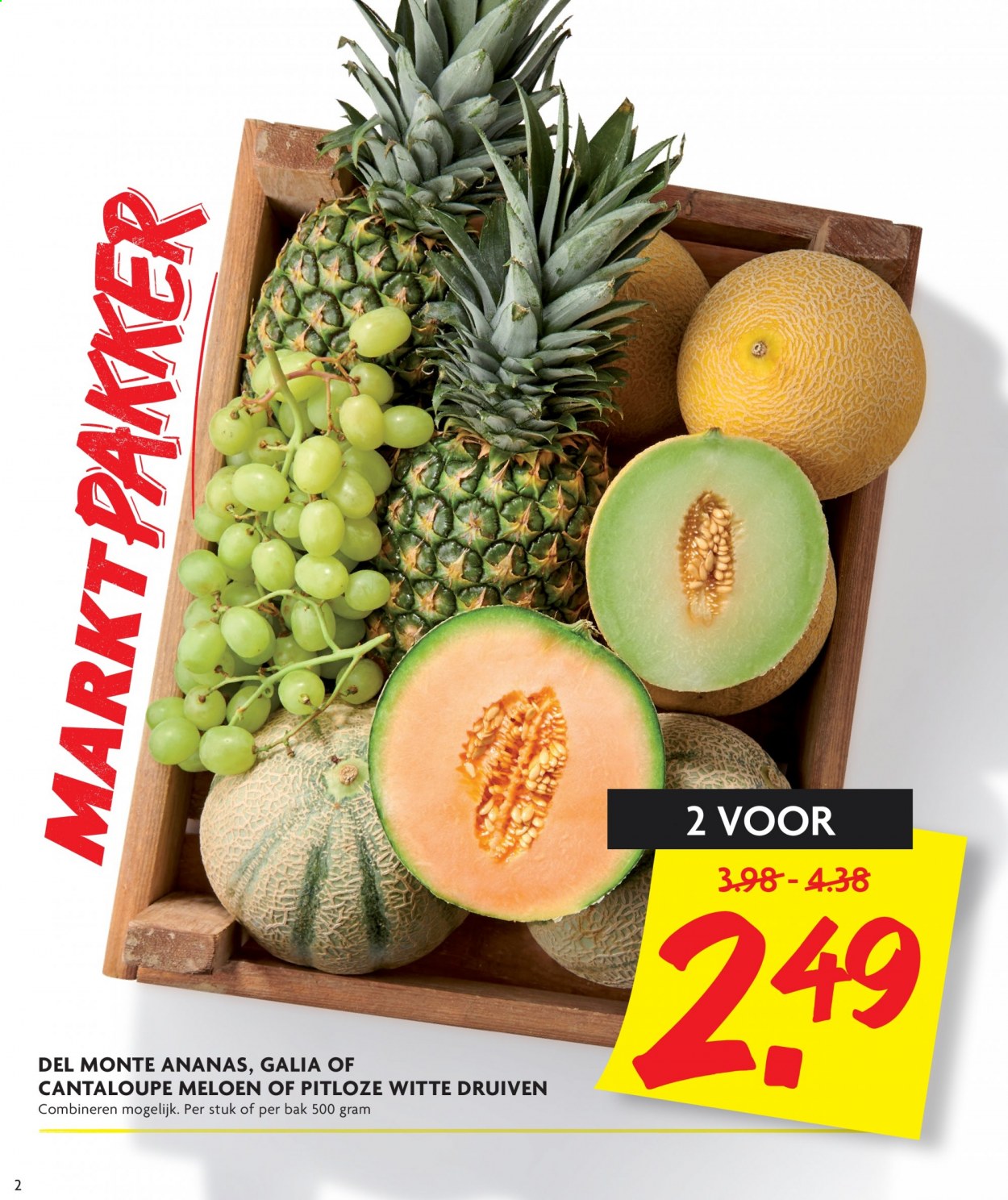 thumbnail - DekaMarkt-aanbieding - 15-8-2021 - 21-8-2021 -  producten in de aanbieding - Del Monte, meloen, galia meloen, cantaloupe, druiven, ananas. Pagina 2.